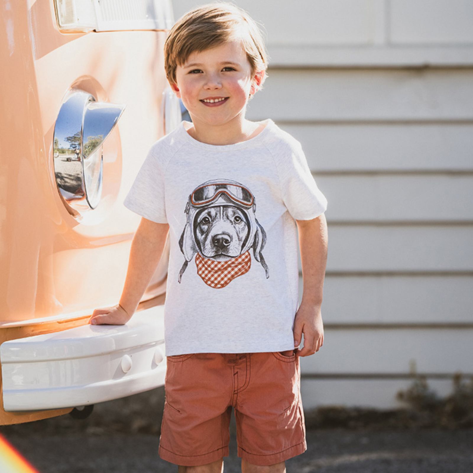 Bebe Harlan Aviation Dog Tee - Grey Marl