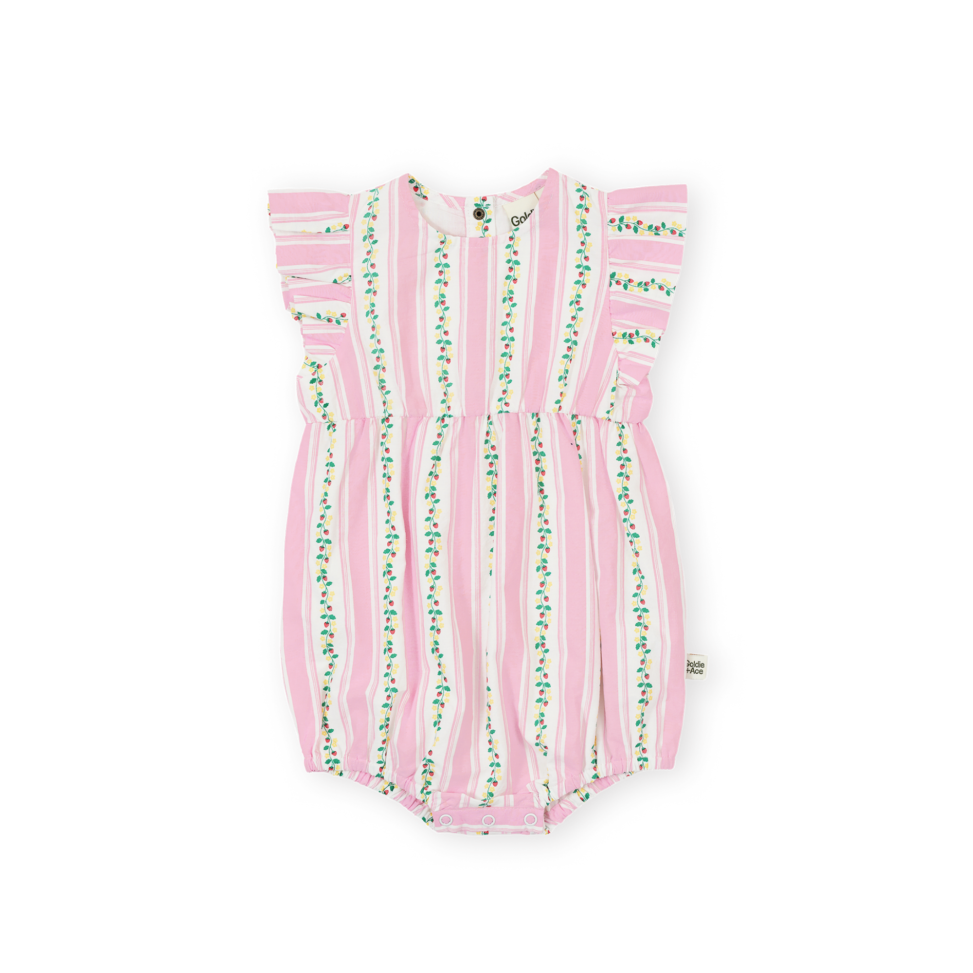 Goldie + Ace Antique Stripe Strawberry Lani Romper