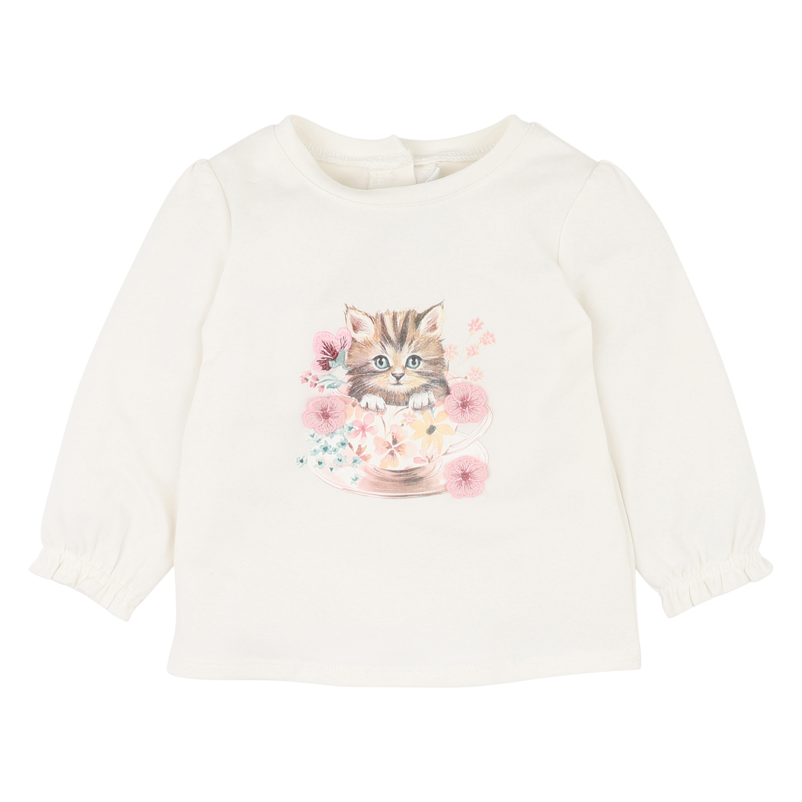Bebe Fern Kitten Long Sleeve Tee - Snow