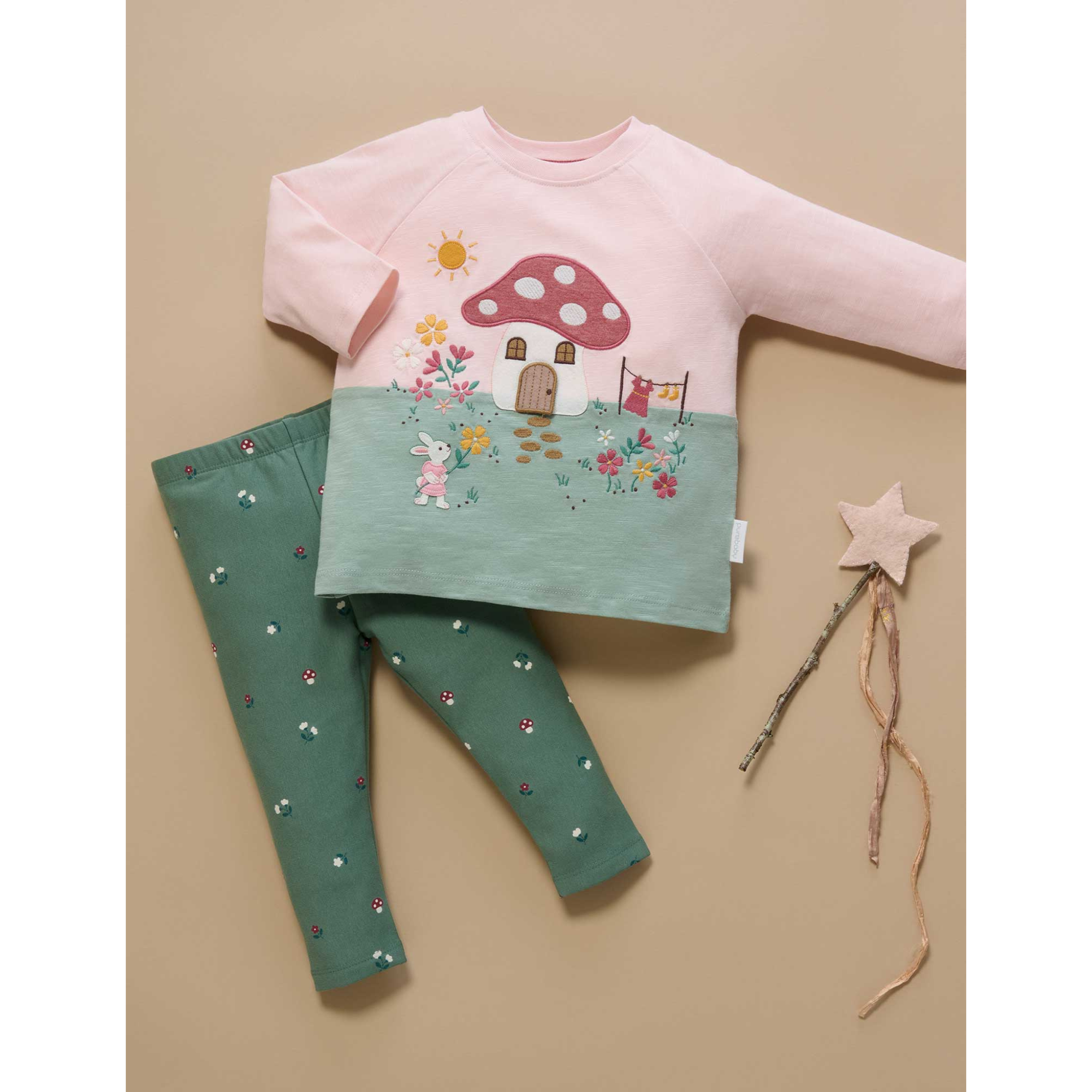 Purebaby Toadstool House Tee - Sweet Pea