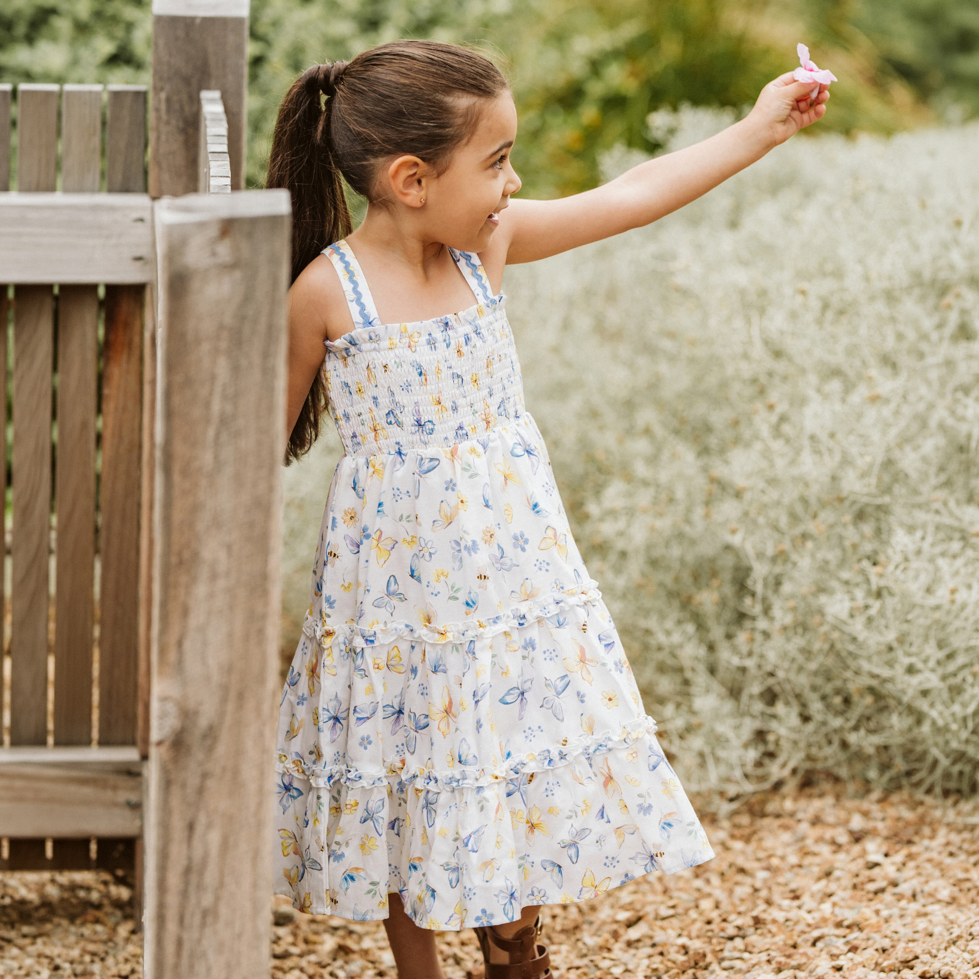 Bébé Libby Tiered Butterfly Dress - Butterfly Print