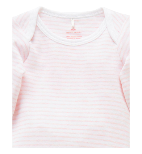 Purebaby Sleepsuit - Pale Pink Stripe