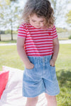 Milky Pink and Red Stripe Tee