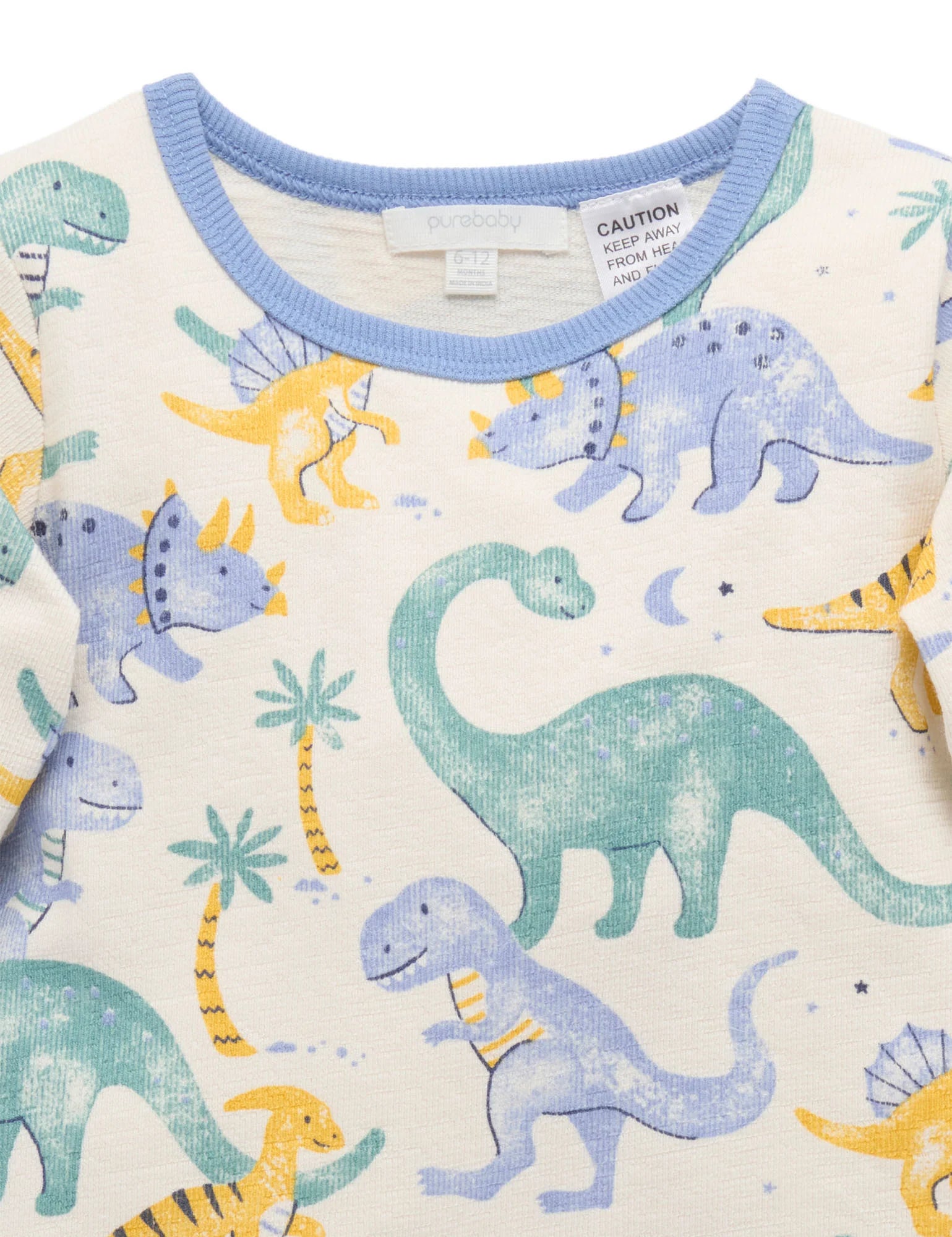 Purebaby Dinosaur Long Sleeve Textured PJ Set