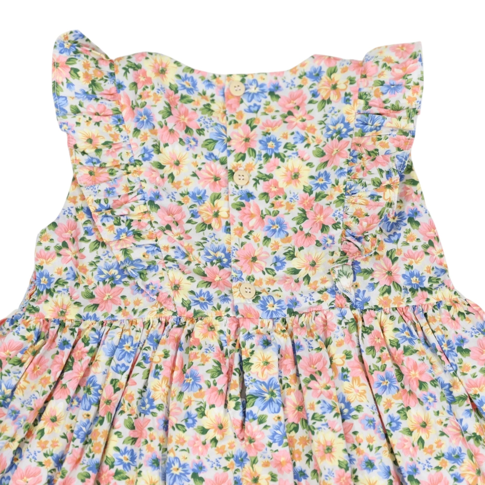 Smocked Floral Dress Yellow Floral