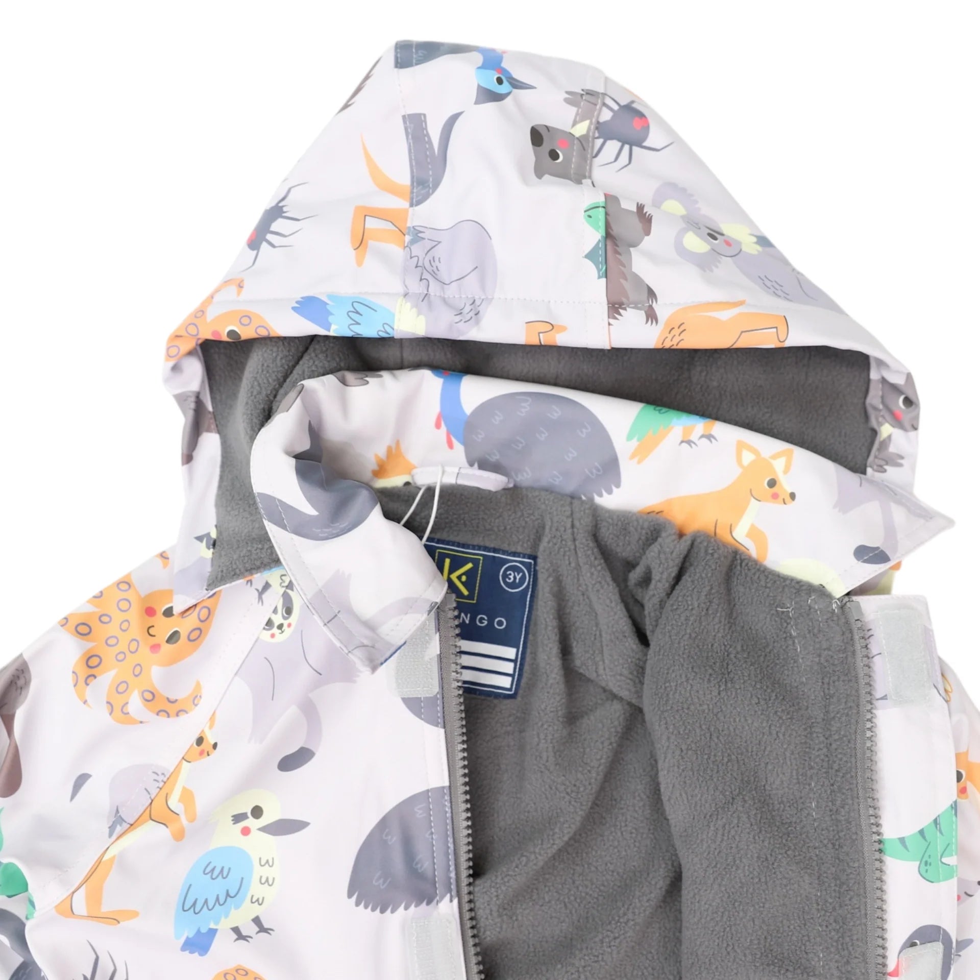 Korango Australian Animal Printed Raincoat - Grey