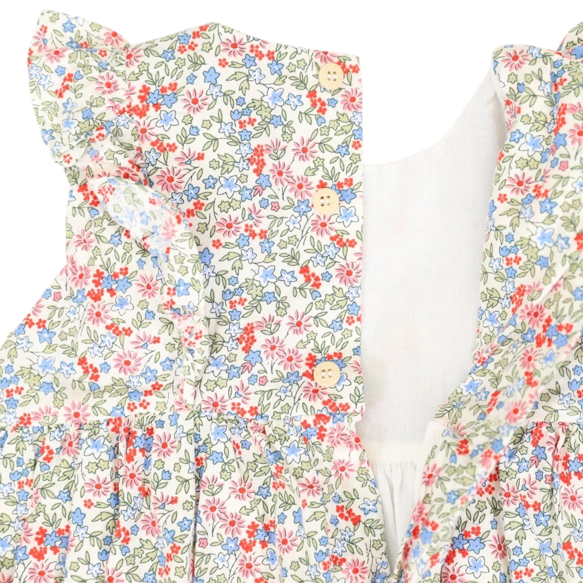 Floral Smocked Sunsuit - Red Floral