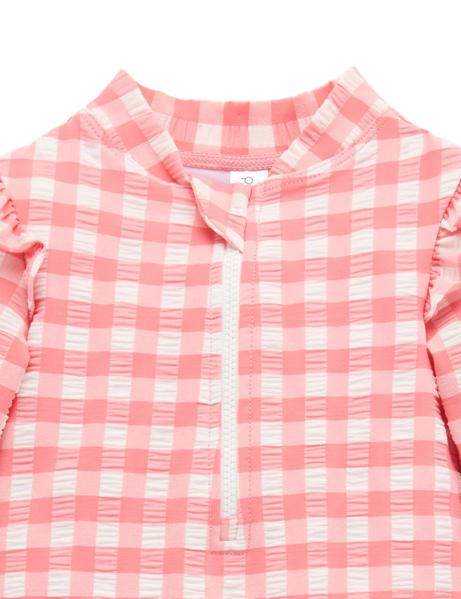 Purebaby Pomegranate Gingham Frilly Long Sleeve Swimsuit