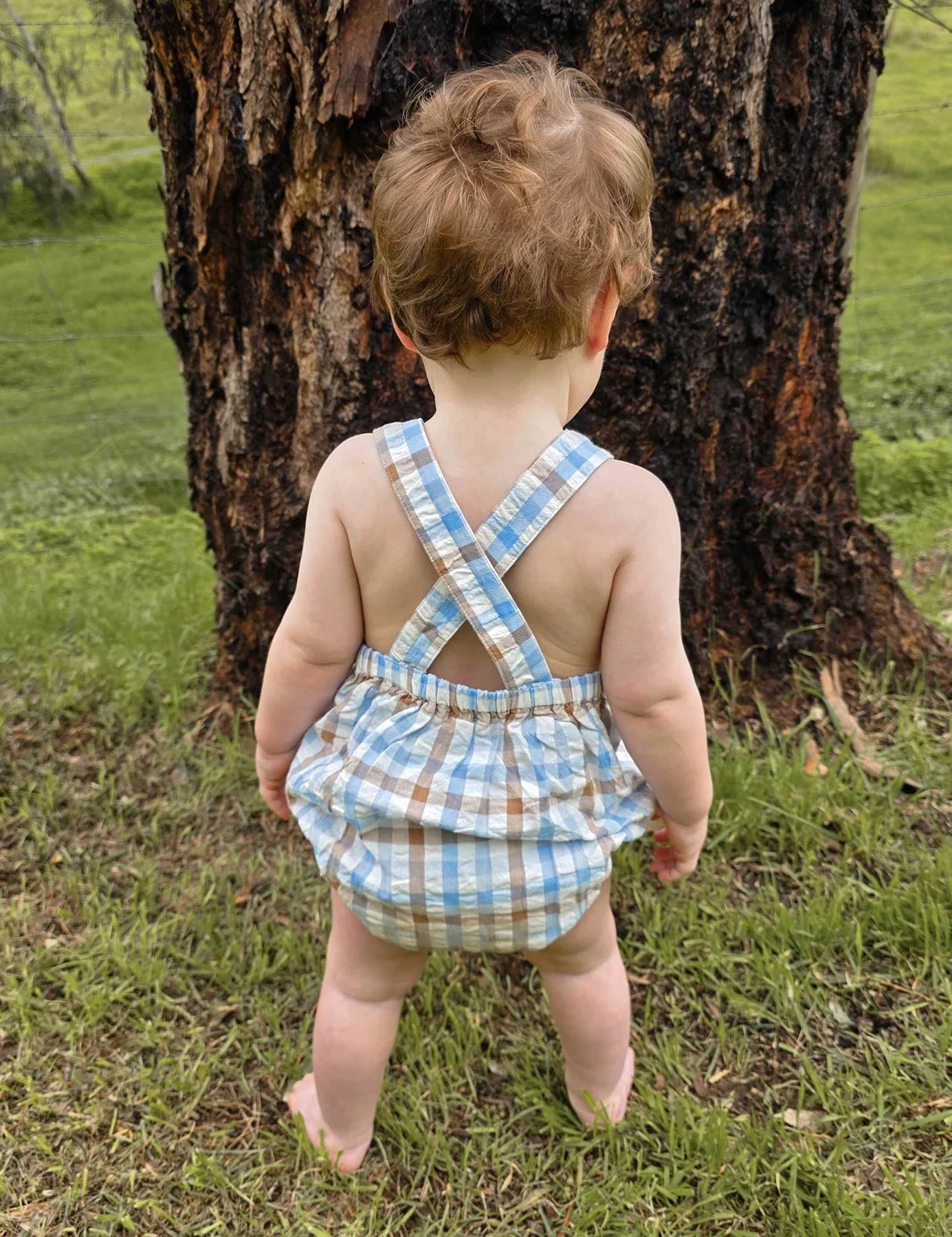 Blue Chococlate Check Overall
