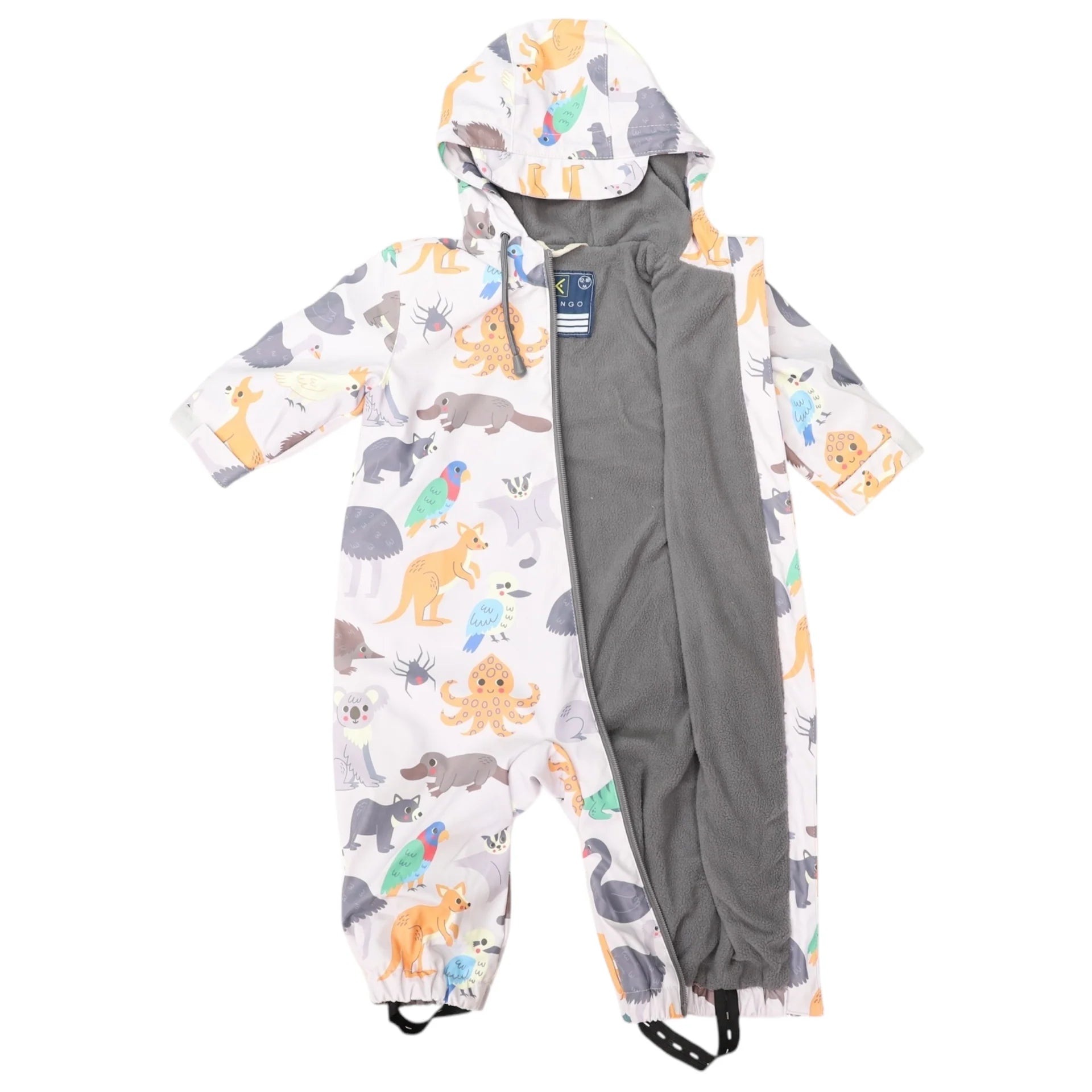 Korango Australian Animal Printed Rainsuit - Grey