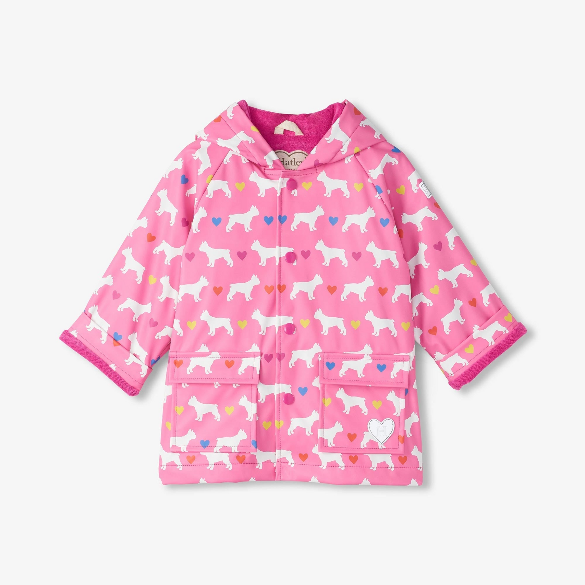 Hatley French Bulldogs Preschool Raincoat - Aurora Pink