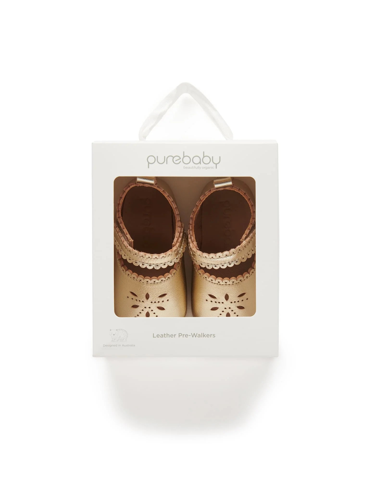 Purebaby Leather Eyelet Mary Jane - Gold