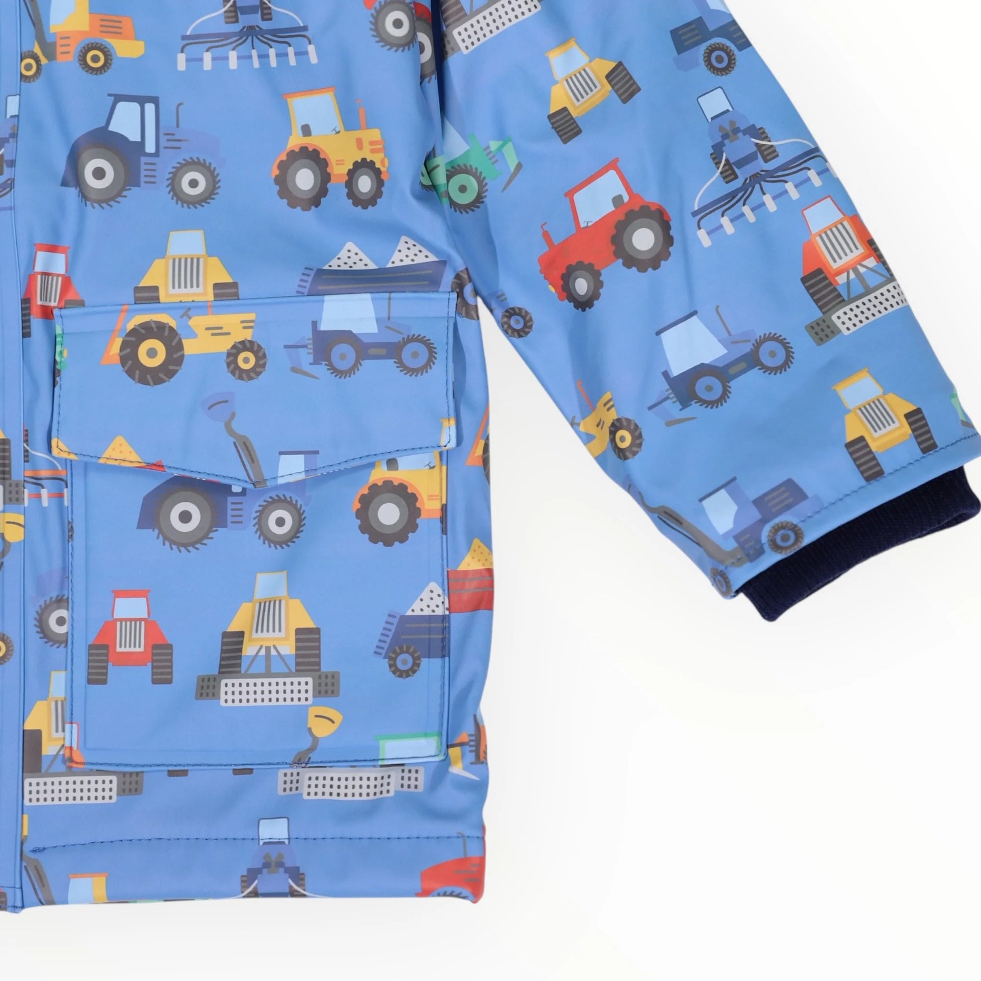 Korango Farm Machine Print Raincoat - Blue