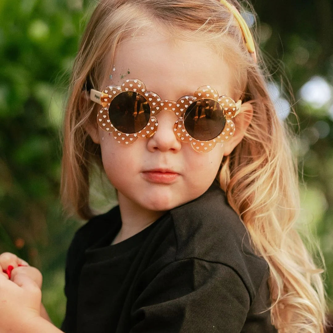 Frankie Ray Baby Sunglasses - Daisy, Crystal Yellow With Heart