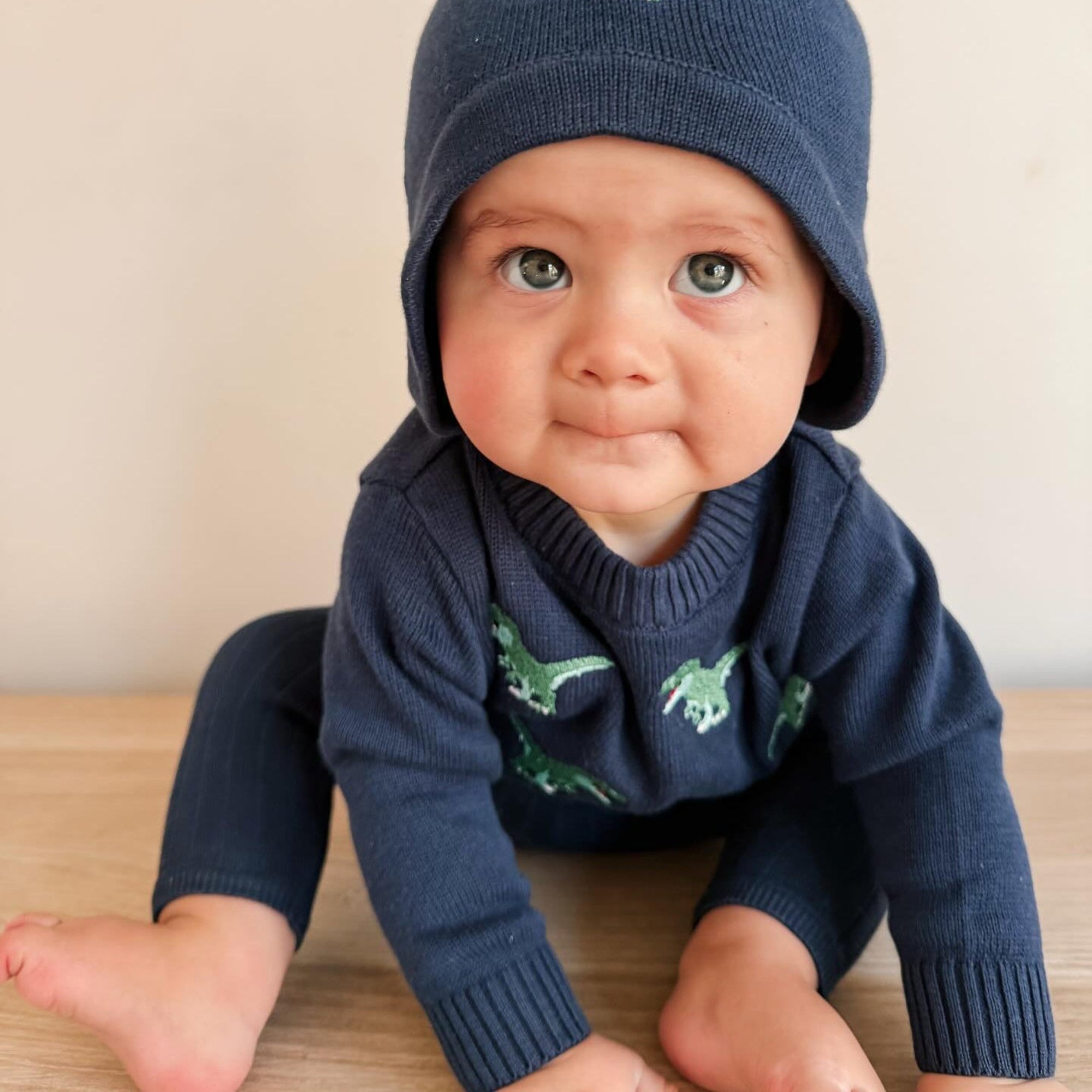 Korango T-REX Embroidered Knit Sweater - Navy