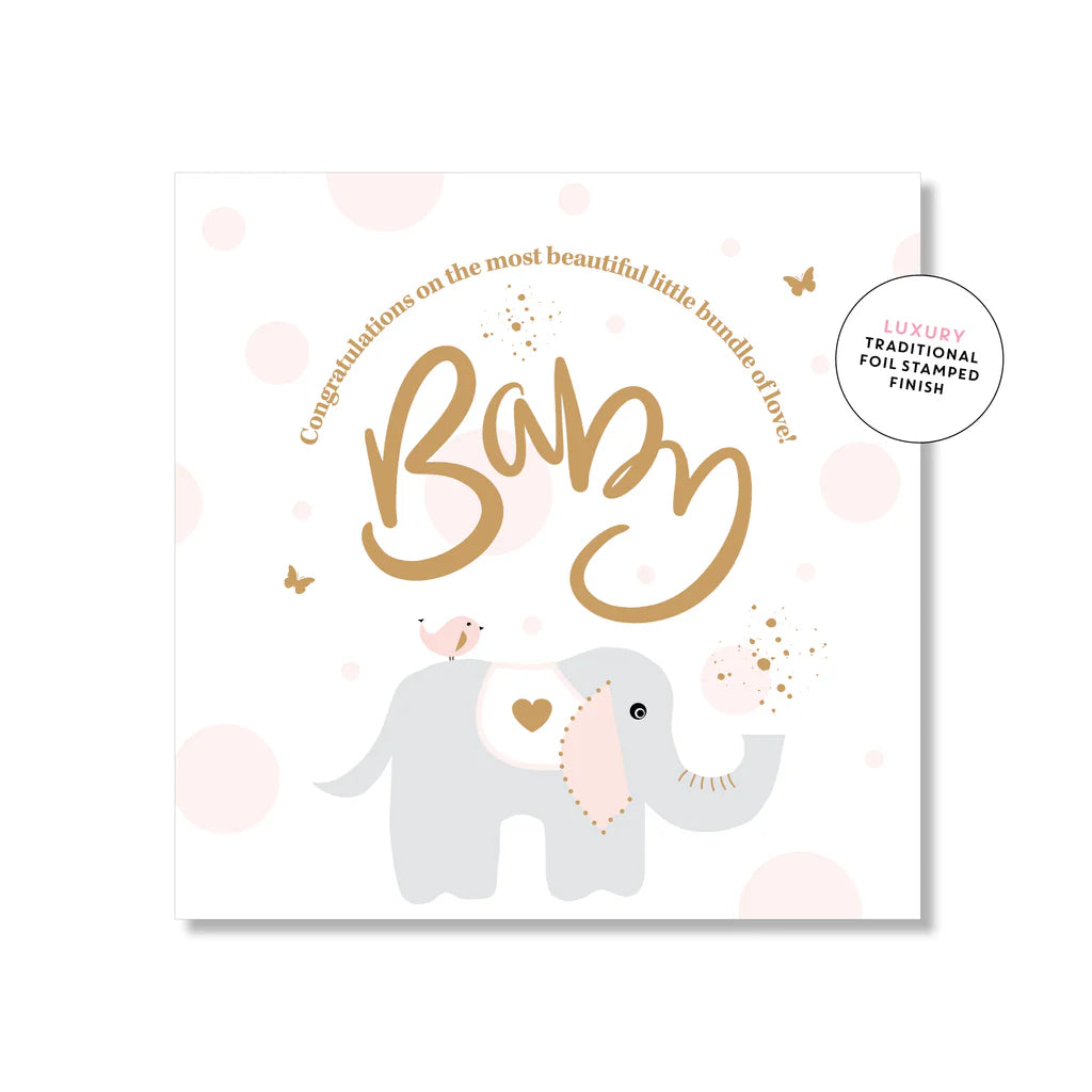 Mini Card Baby Elephant Pink