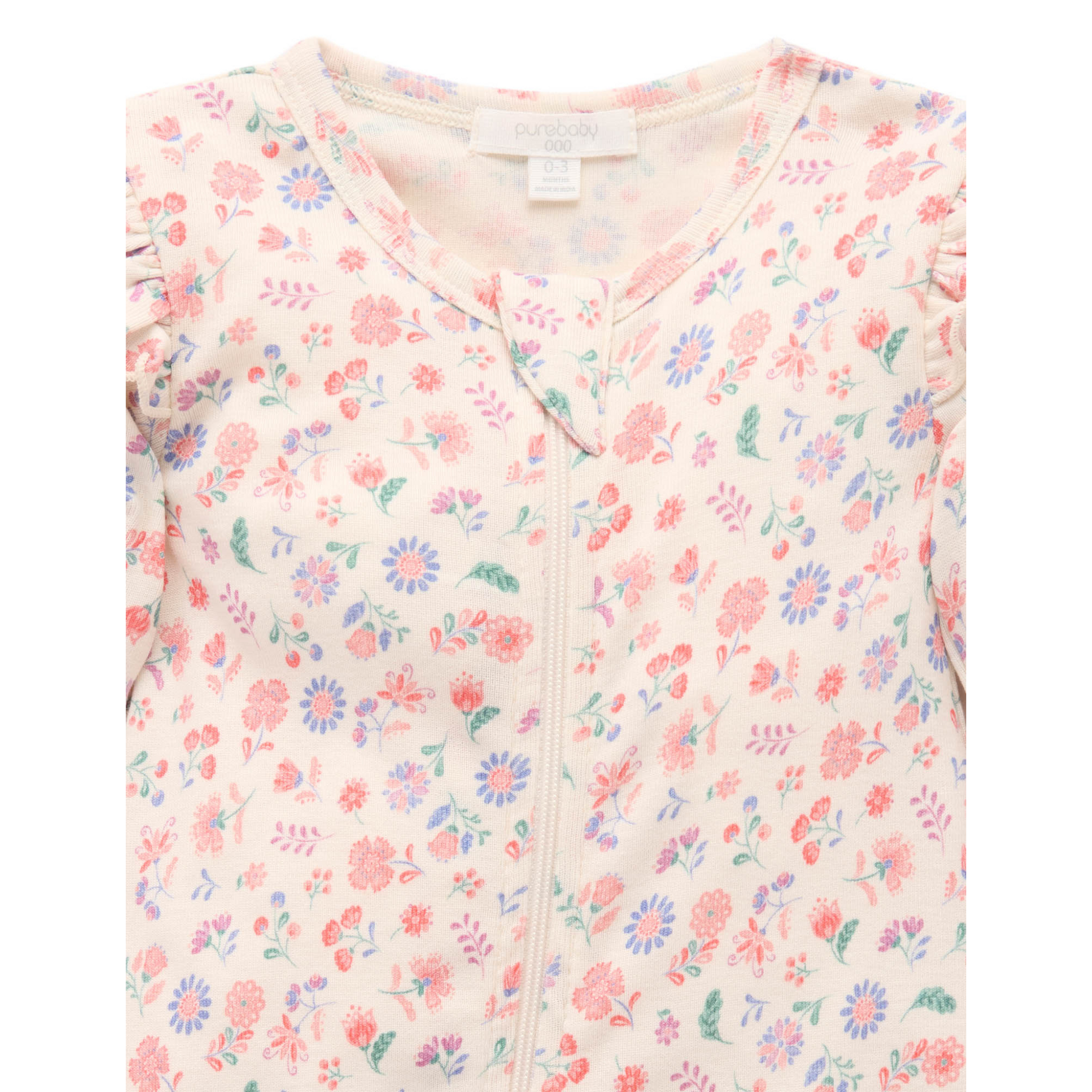 Purebaby Printed Zip Growsuit - Flor Print
