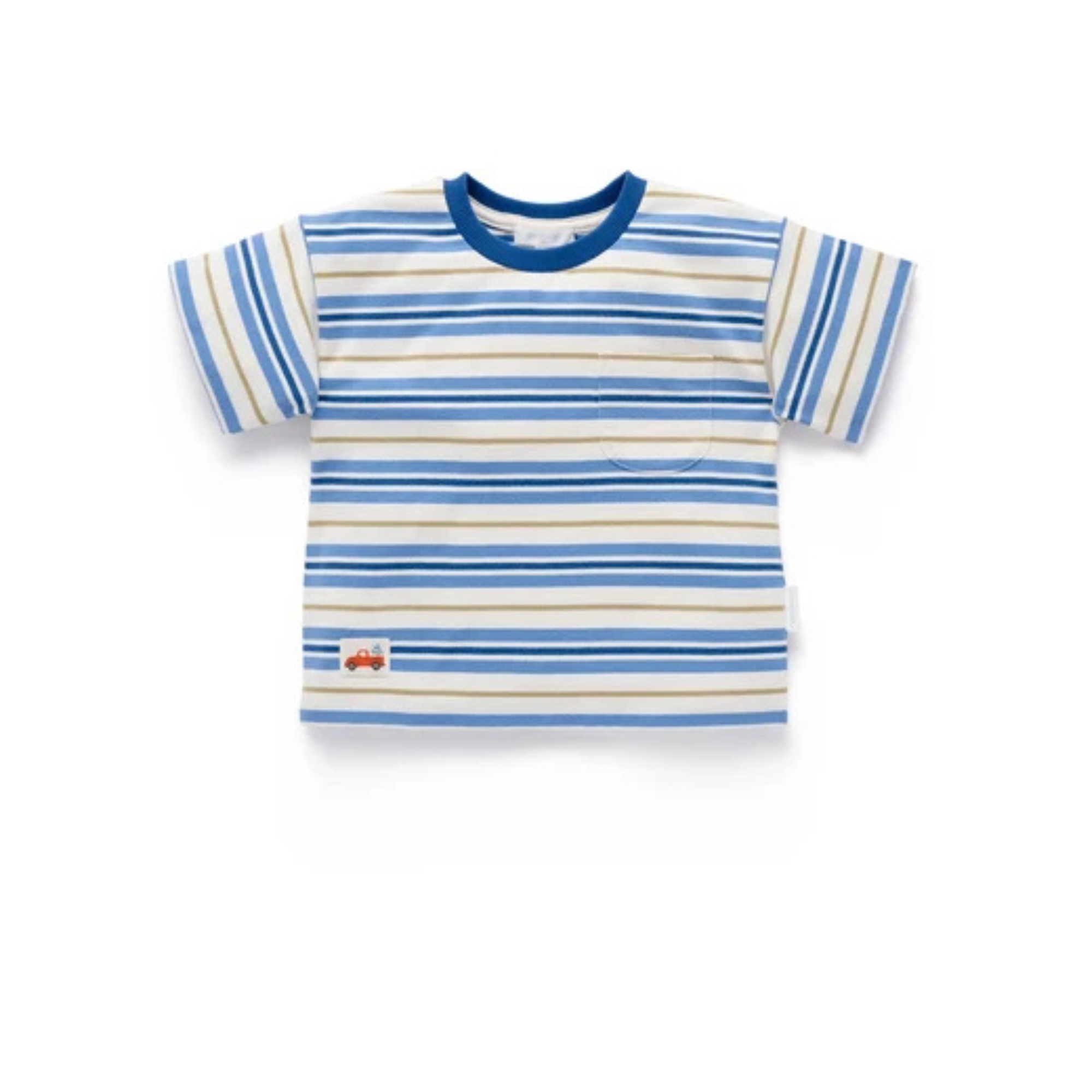 Purebaby Classic Striped Relaxed Tee - Blue Jay Stripe