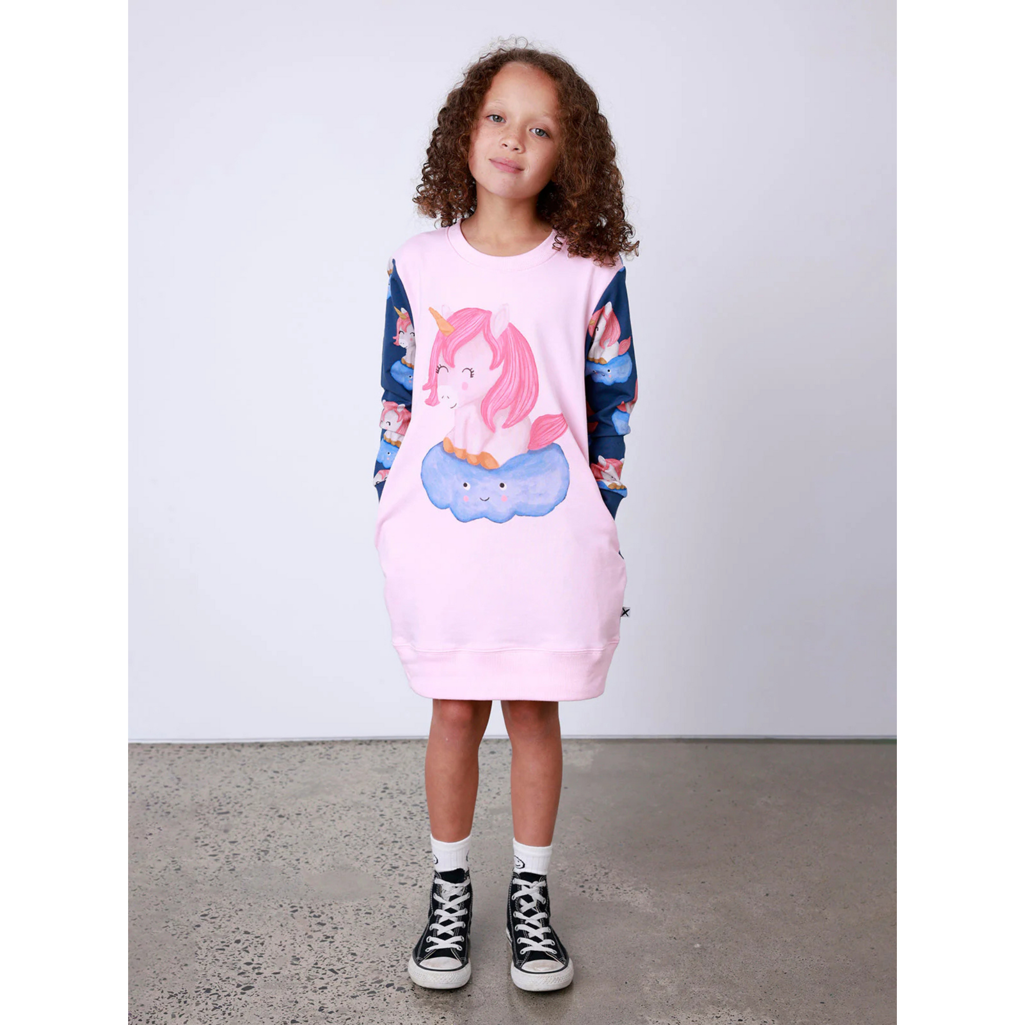 Minti Unicorns On A Cloud Dress - Ballet/Navy