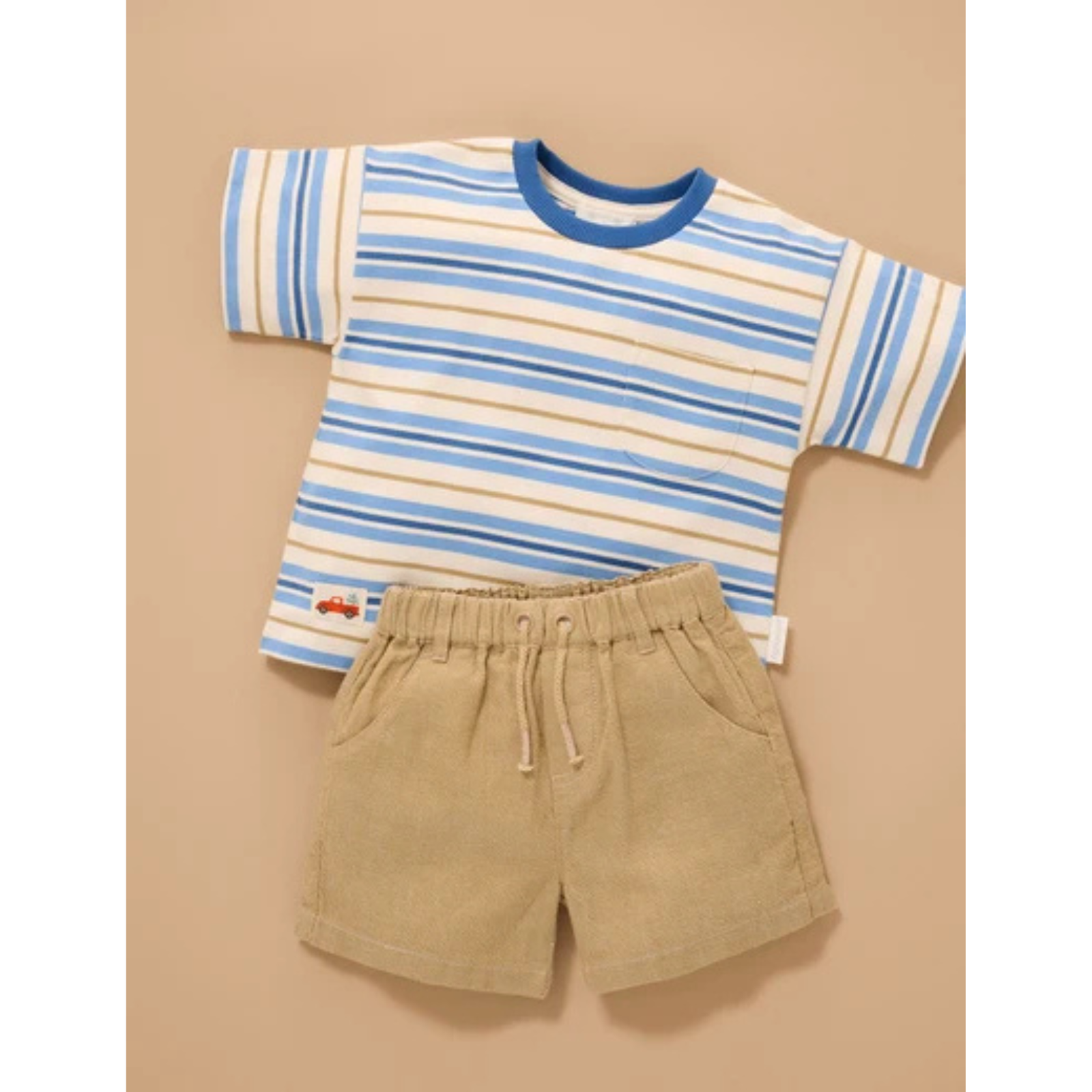 Purebaby Classic Striped Relaxed Tee - Blue Jay Stripe