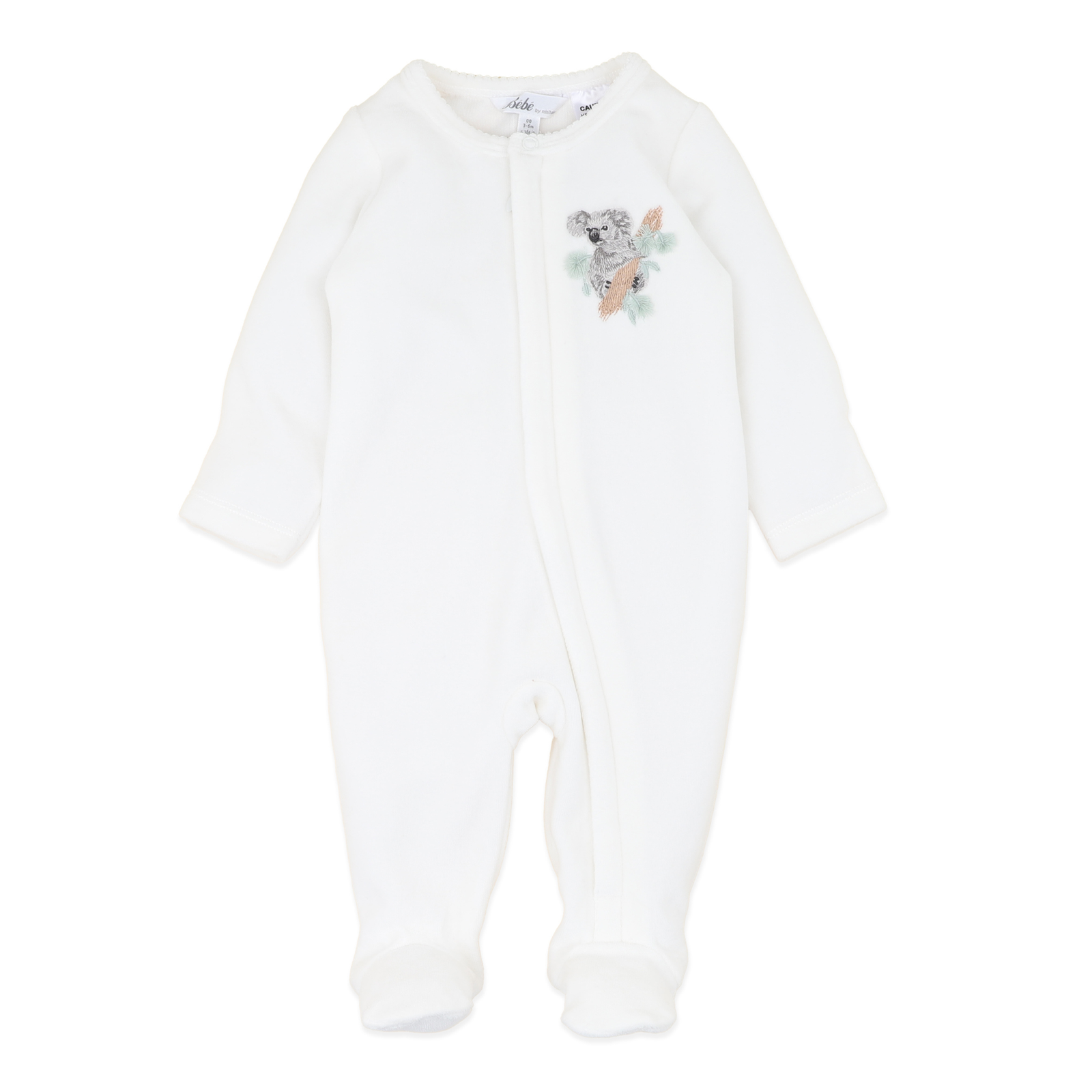 Bebe Charlie koala velour zip onesie - Snow