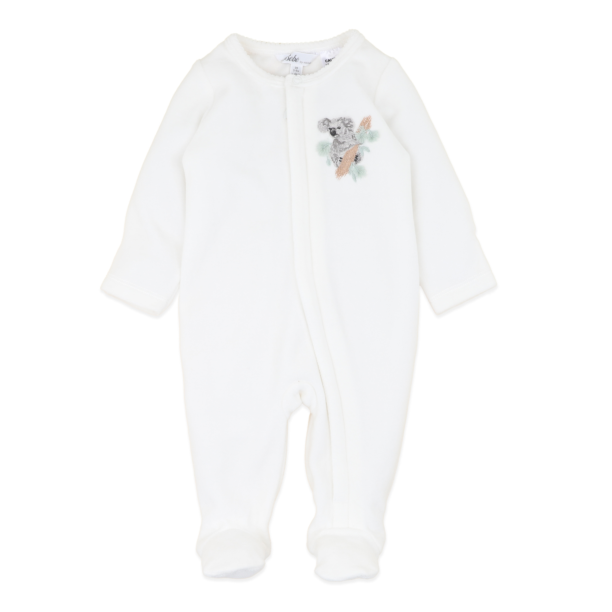 Bebe Charlie koala velour zip onesie - Snow