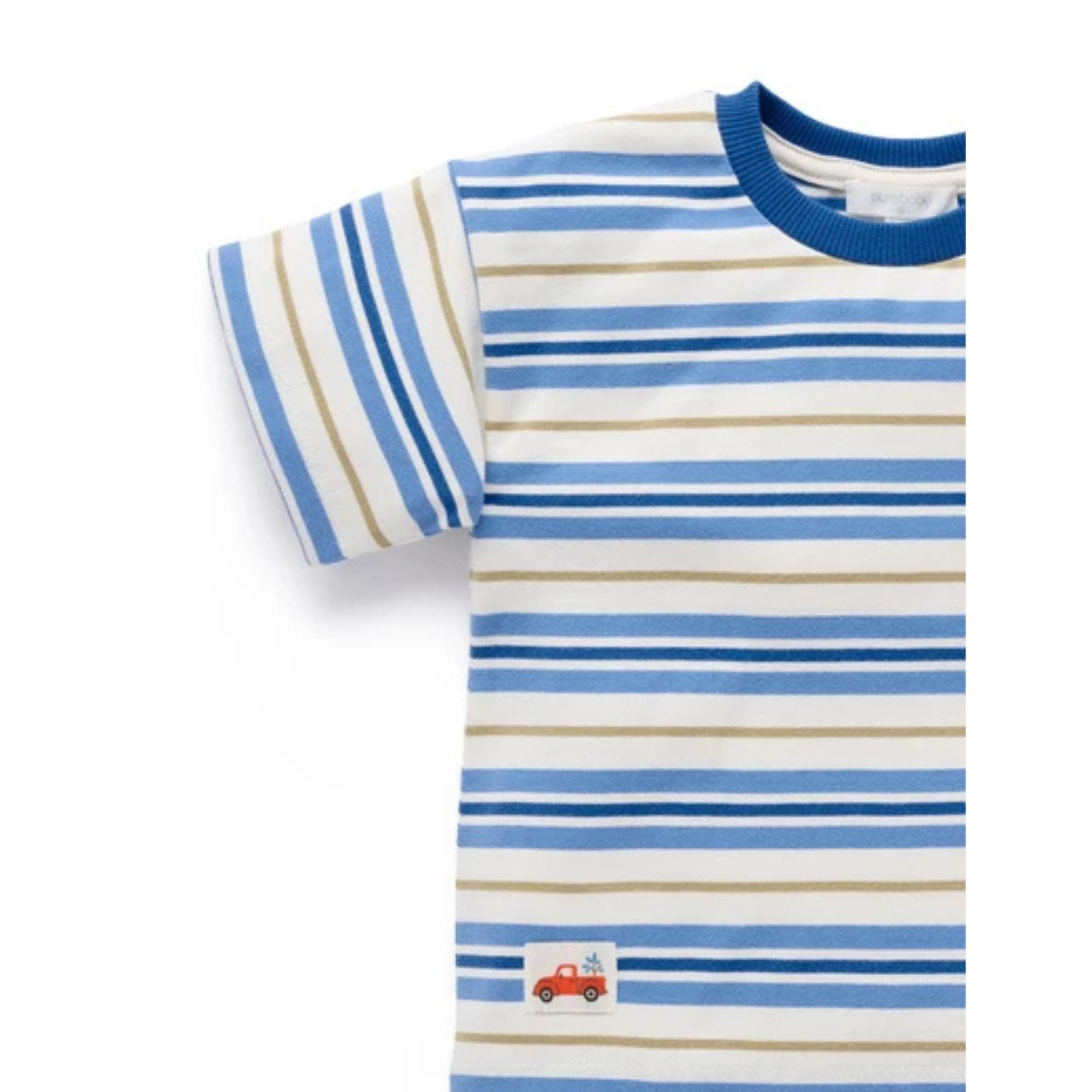 Purebaby Classic Striped Relaxed Tee - Blue Jay Stripe