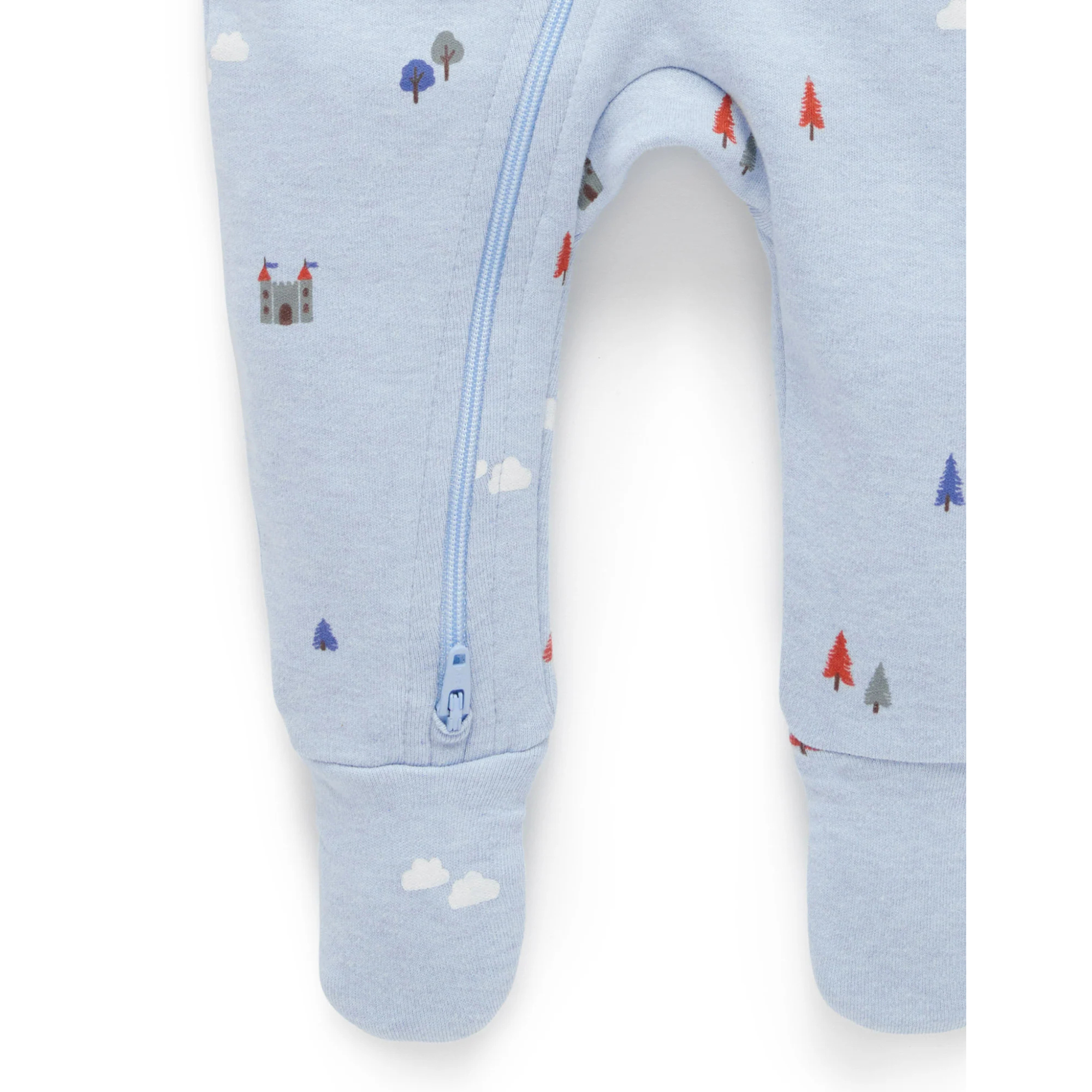 Purebaby Thick Zip Growsuit - Castle Print
