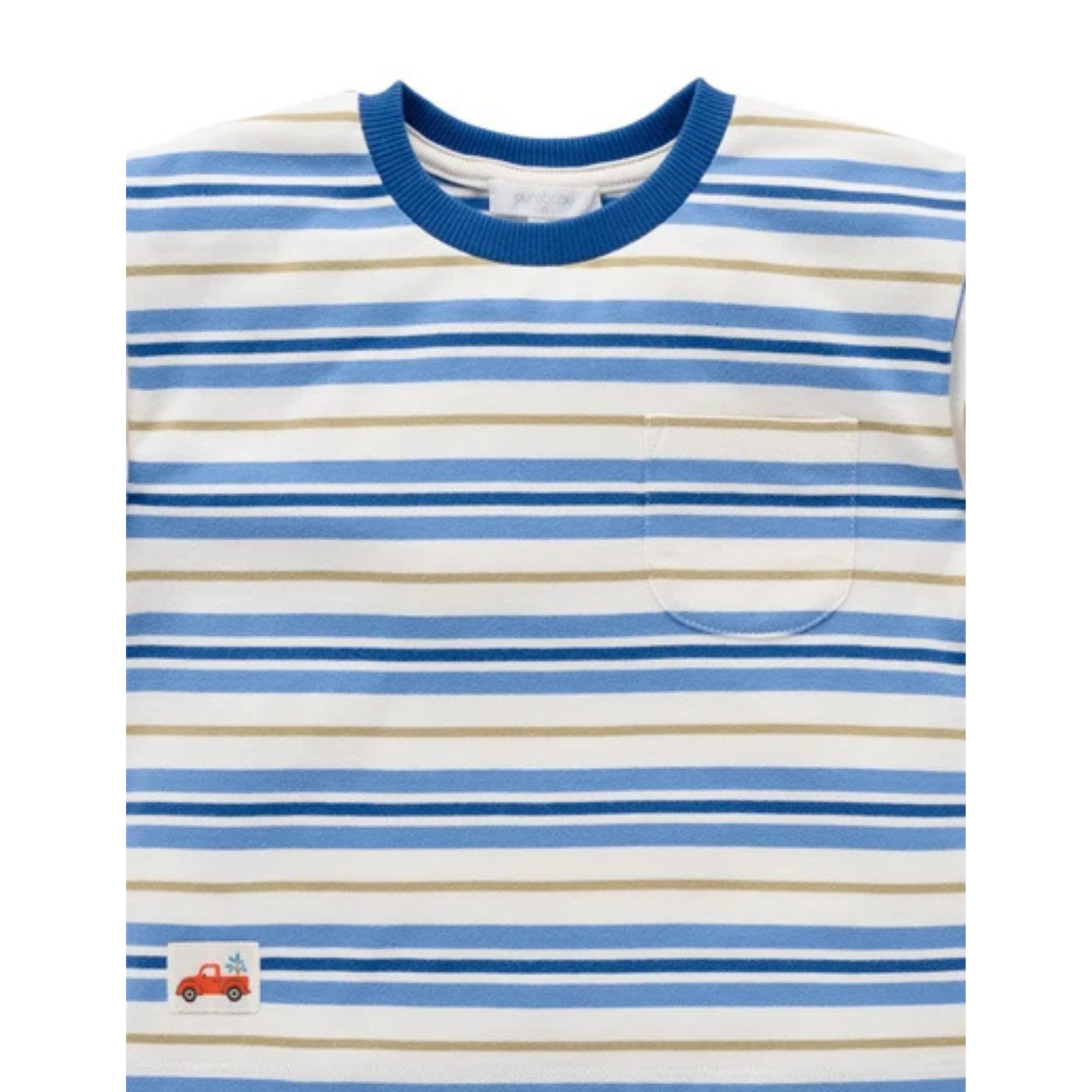 Purebaby Classic Striped Relaxed Tee - Blue Jay Stripe