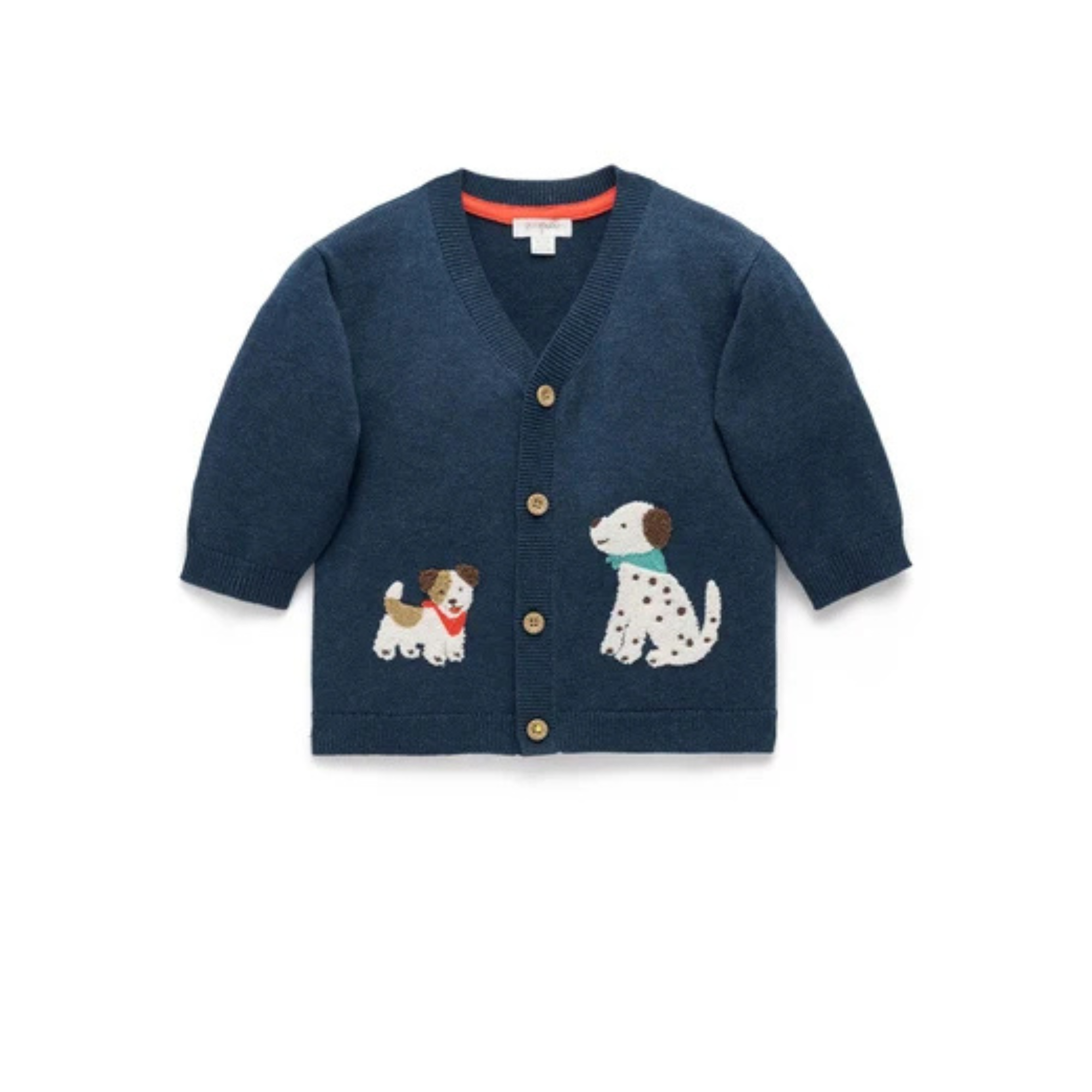 Purebaby Doggy Cardigan - French Navy Melange