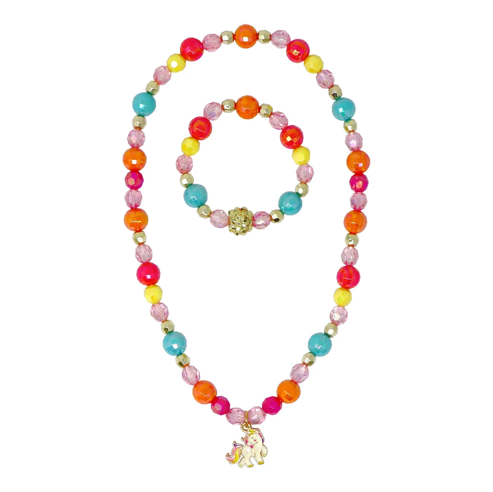 Pink Poppy Little Unicorn Necklace and Bracelet Set