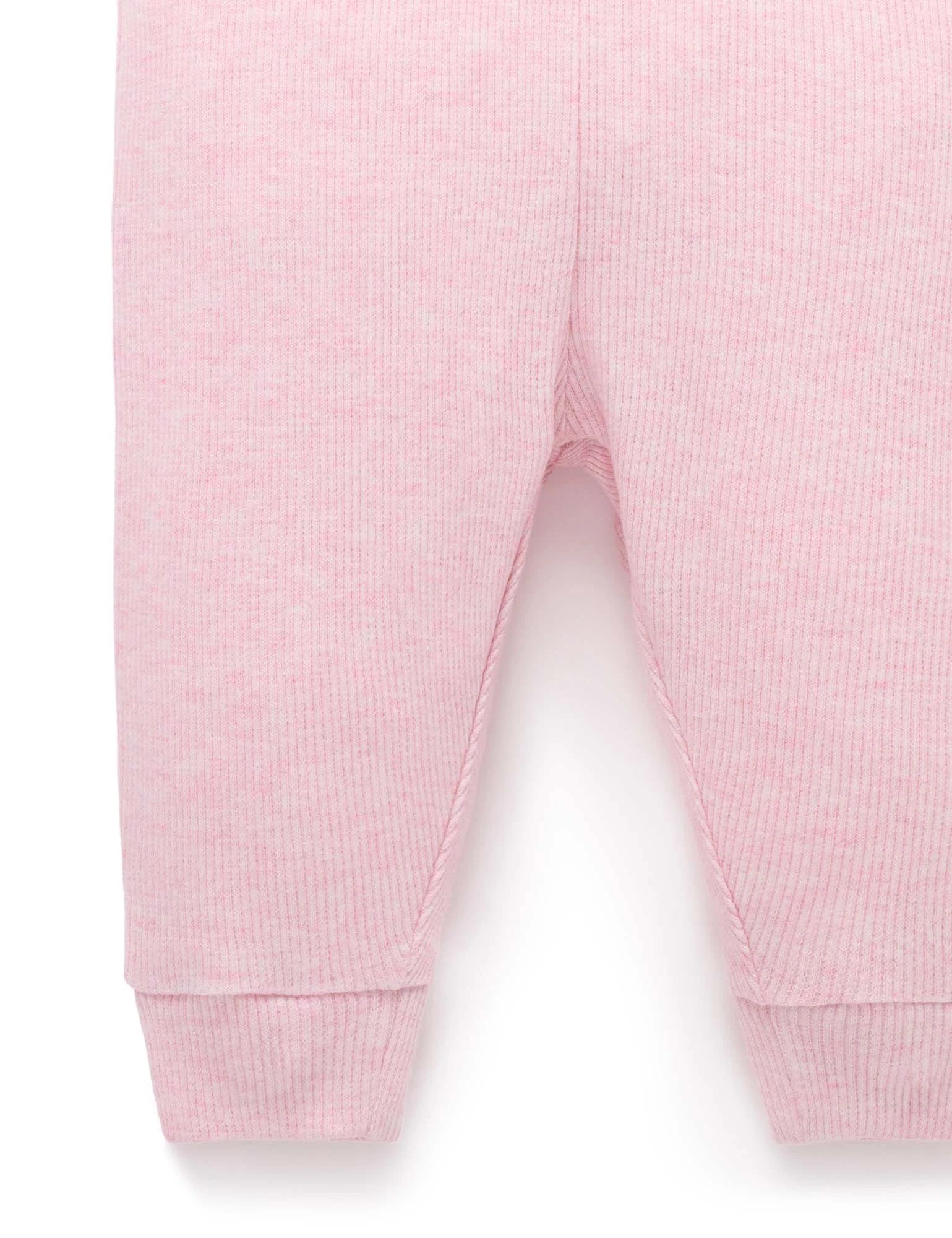 Purebaby Ribbed Leggings - Pale Pink Melange