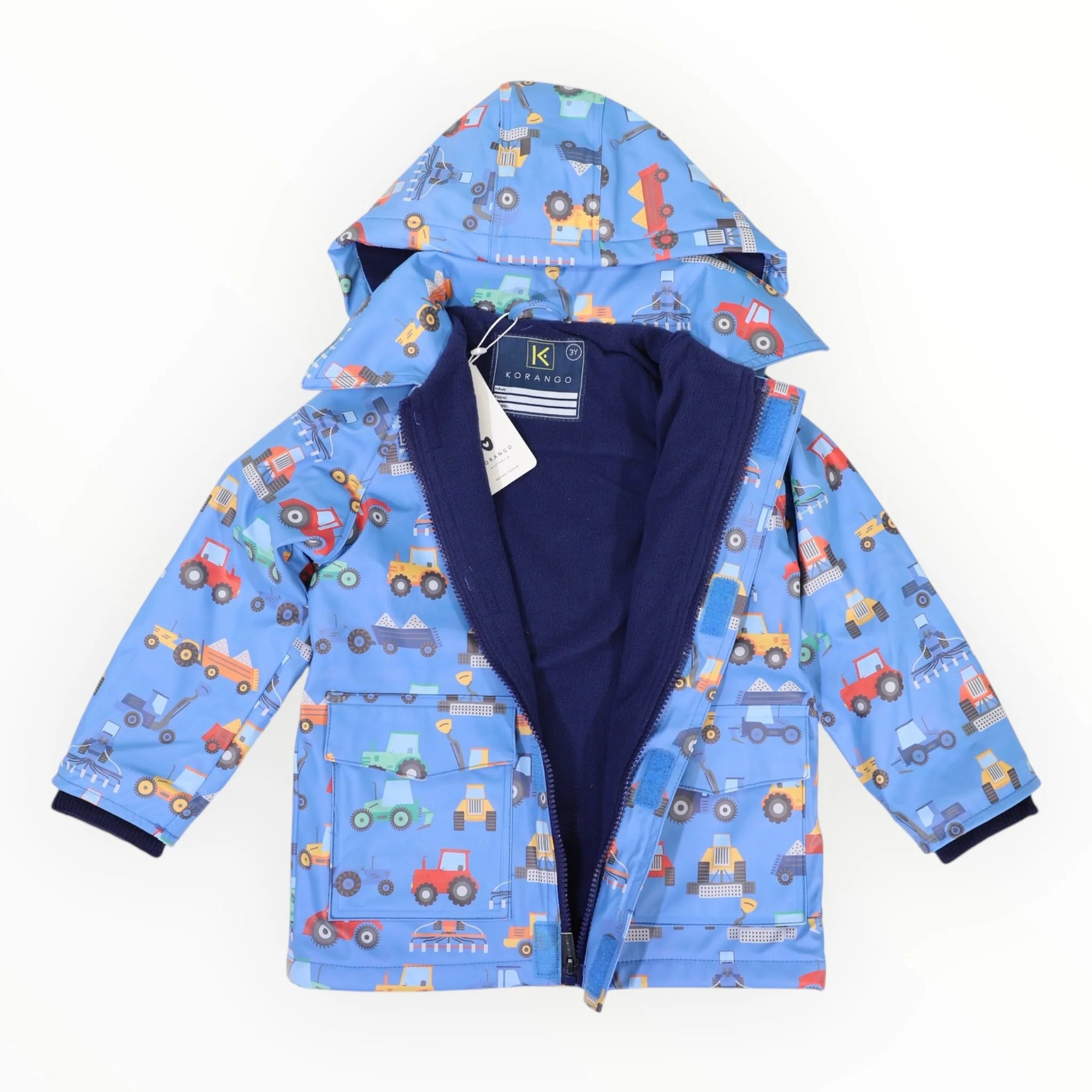 Korango Farm Machine Print Raincoat - Blue