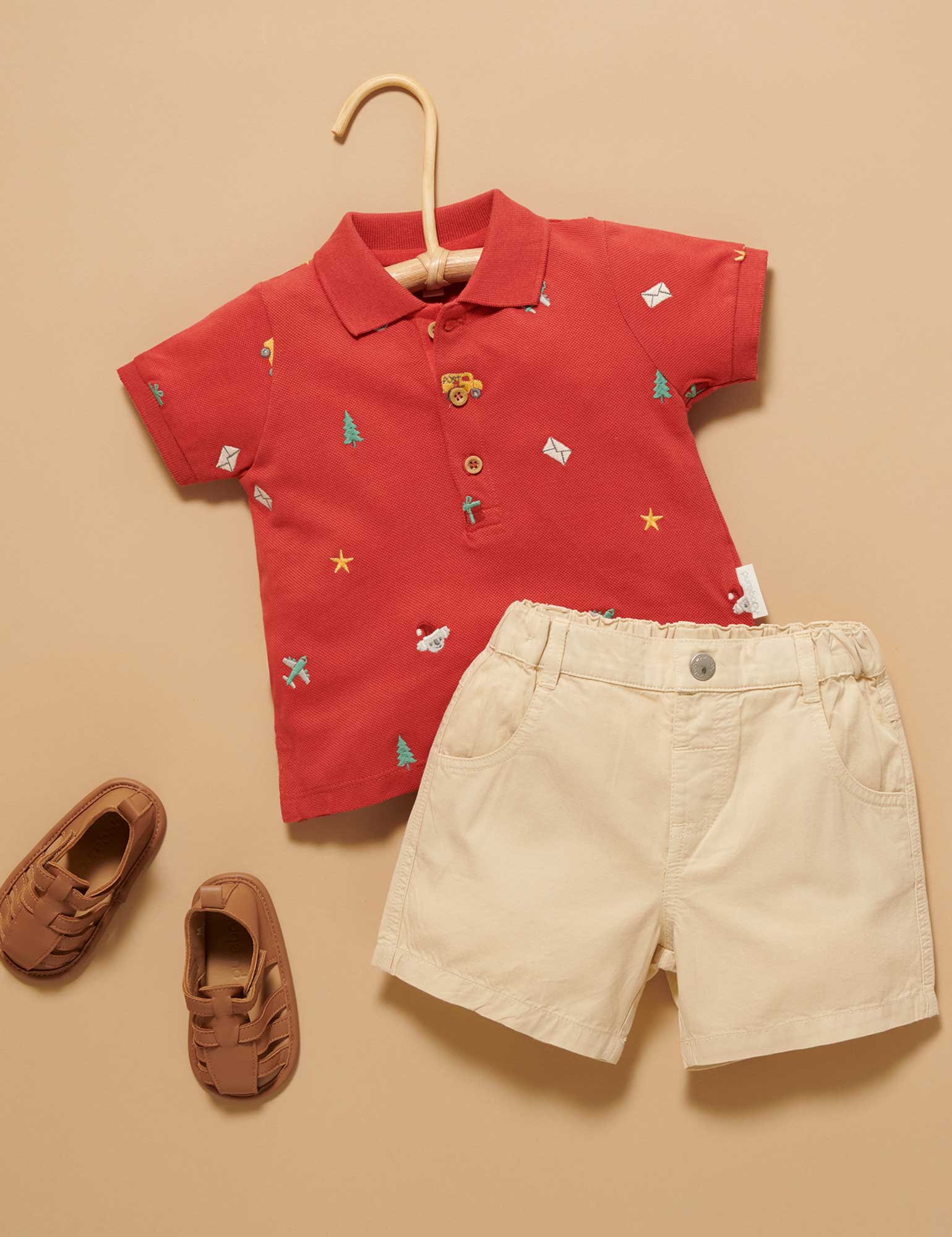 Purebaby Christmas Broderie Polo