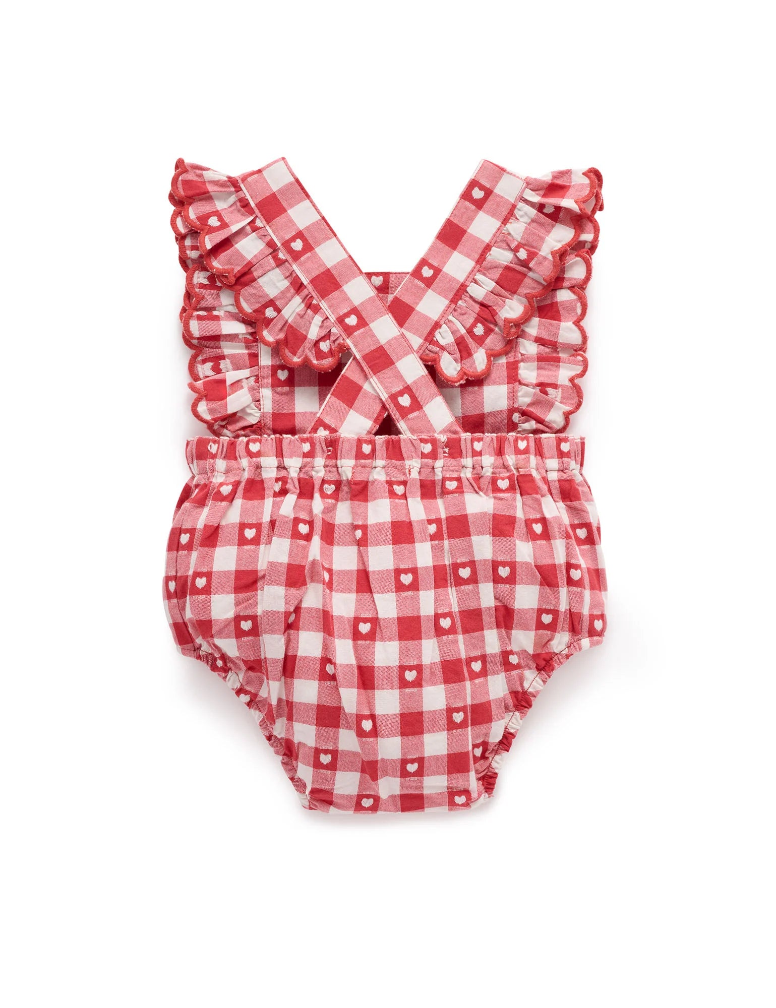 Purebaby Heart Gingham Overall Bodysuit