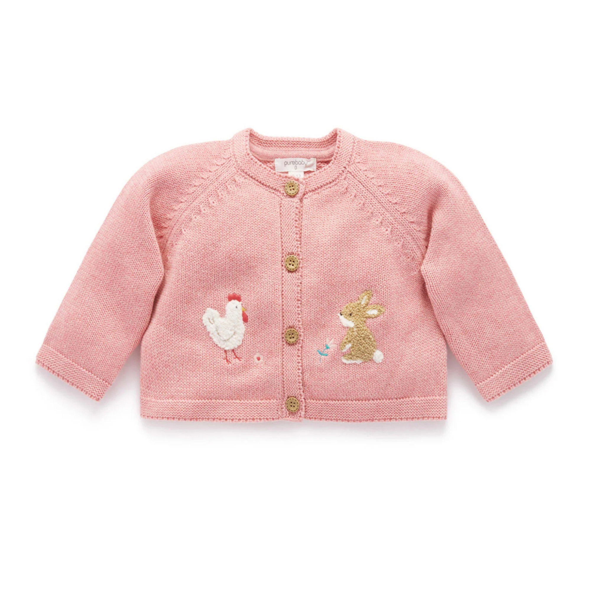 Purebaby Easter Cardigan - Peach  Melange