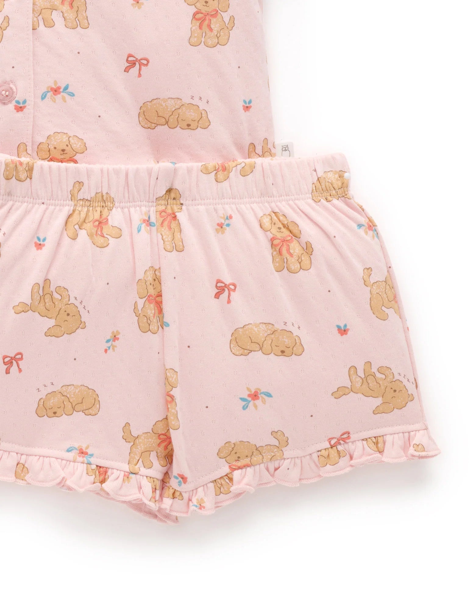 Ruffle Button Up PJ Set - Poodle Dreams Print