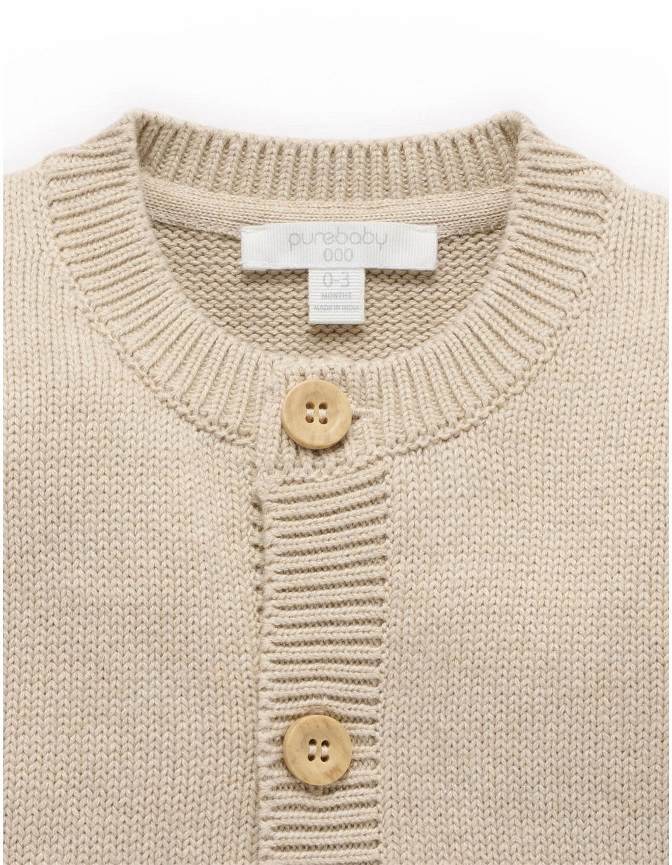 Purebaby Toadstool Cardigan -  Oatmeal Melange