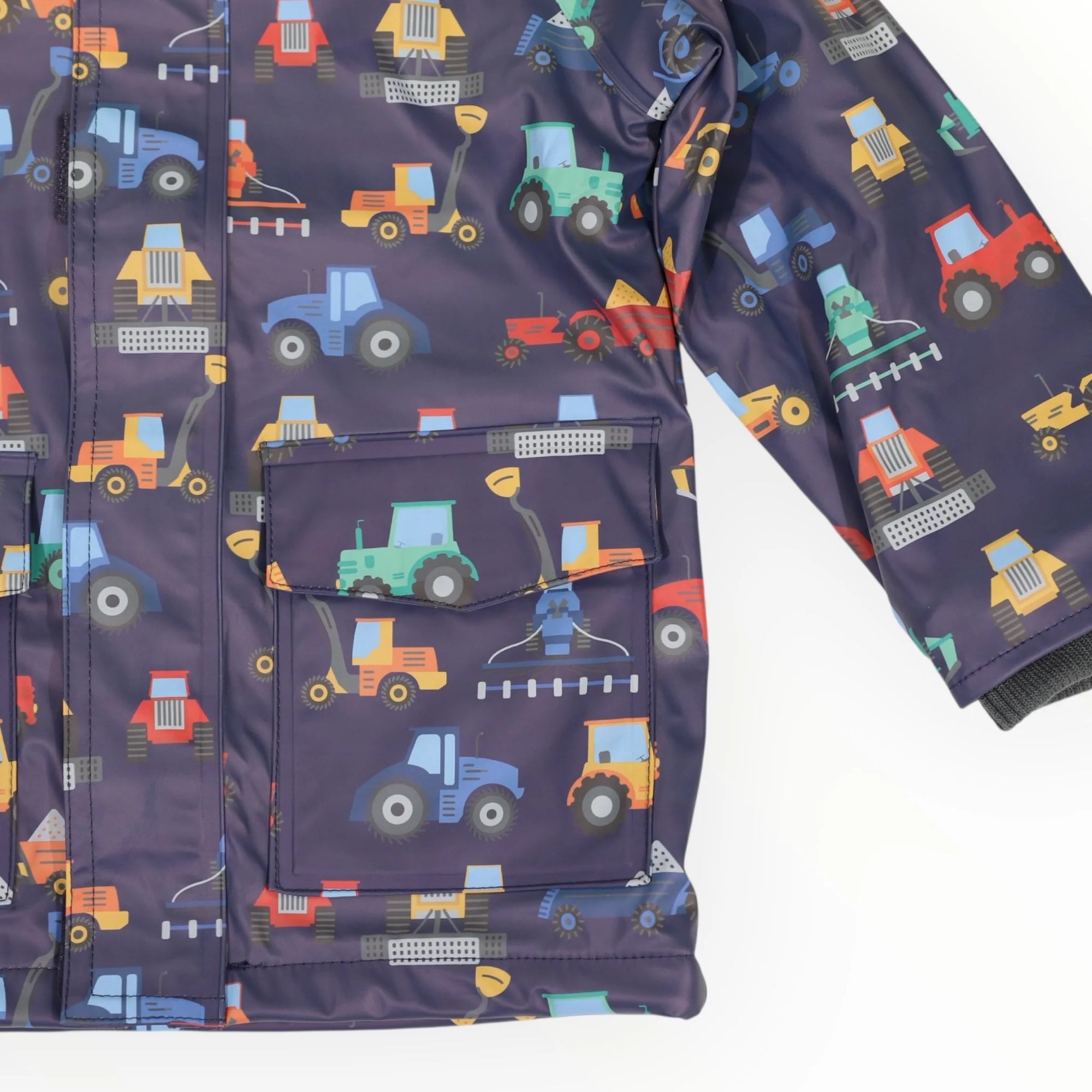 Korango Farm Machine Print Raincoat - Navy
