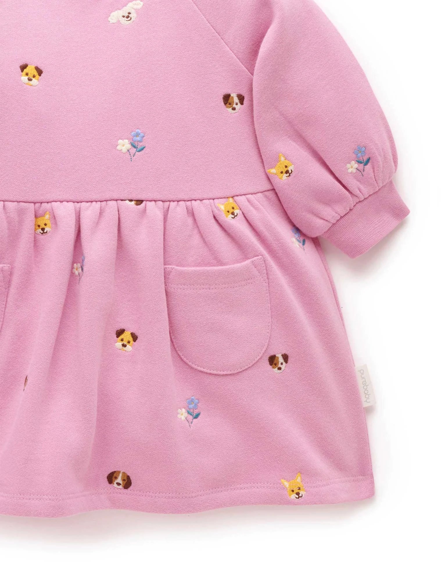 Purebaby Puppy Embroidered Dress