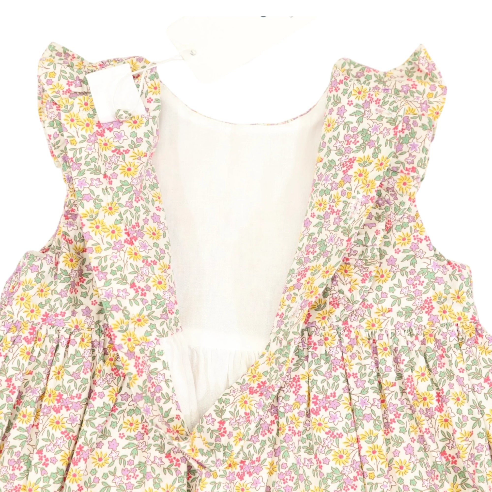 Frilled Smocked Dress Yellow Floral