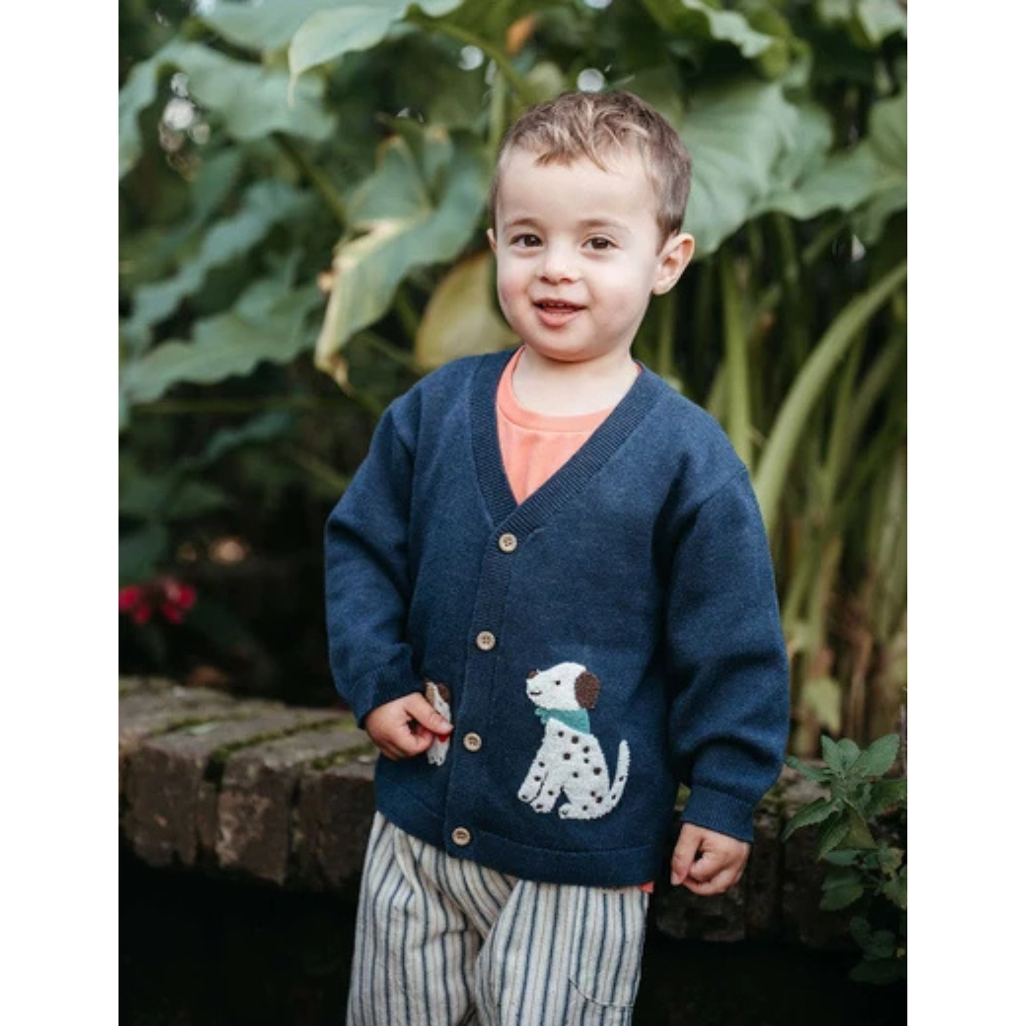 Purebaby Doggy Cardigan - French Navy Melange