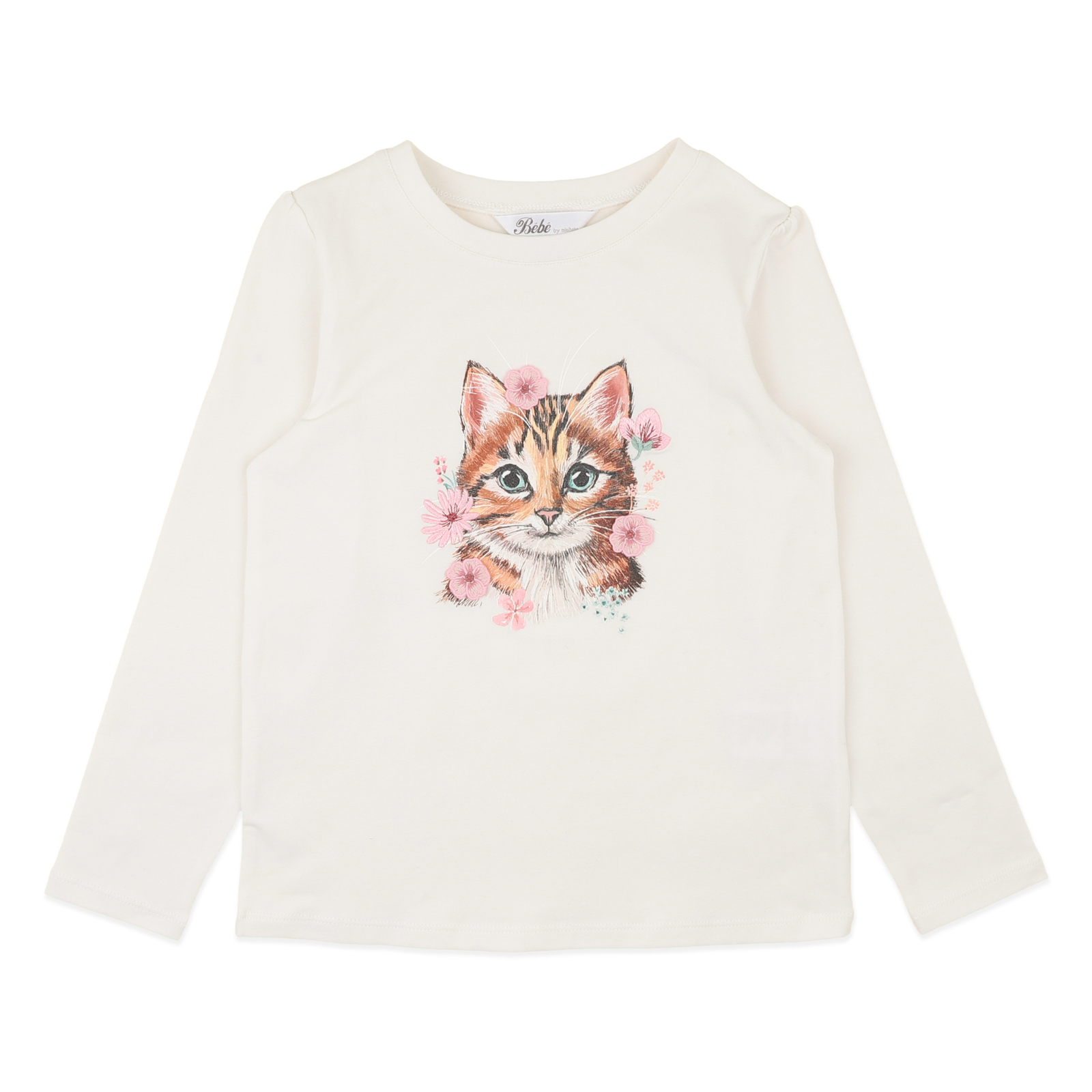 Bebe Fern Kitten Long Sleeve Tee - Snow