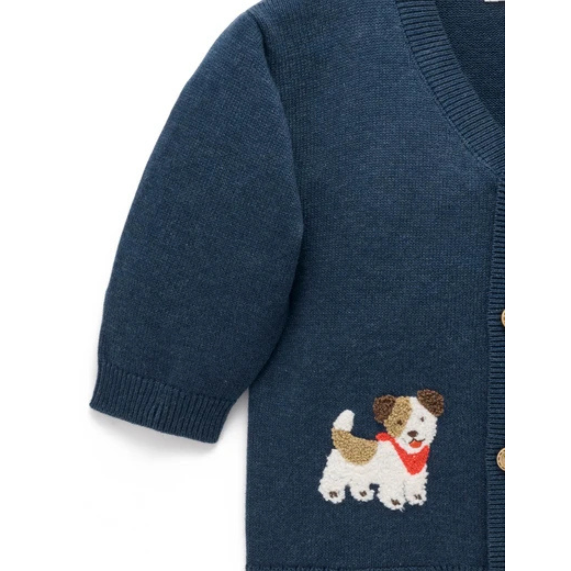 Purebaby Doggy Cardigan - French Navy Melange