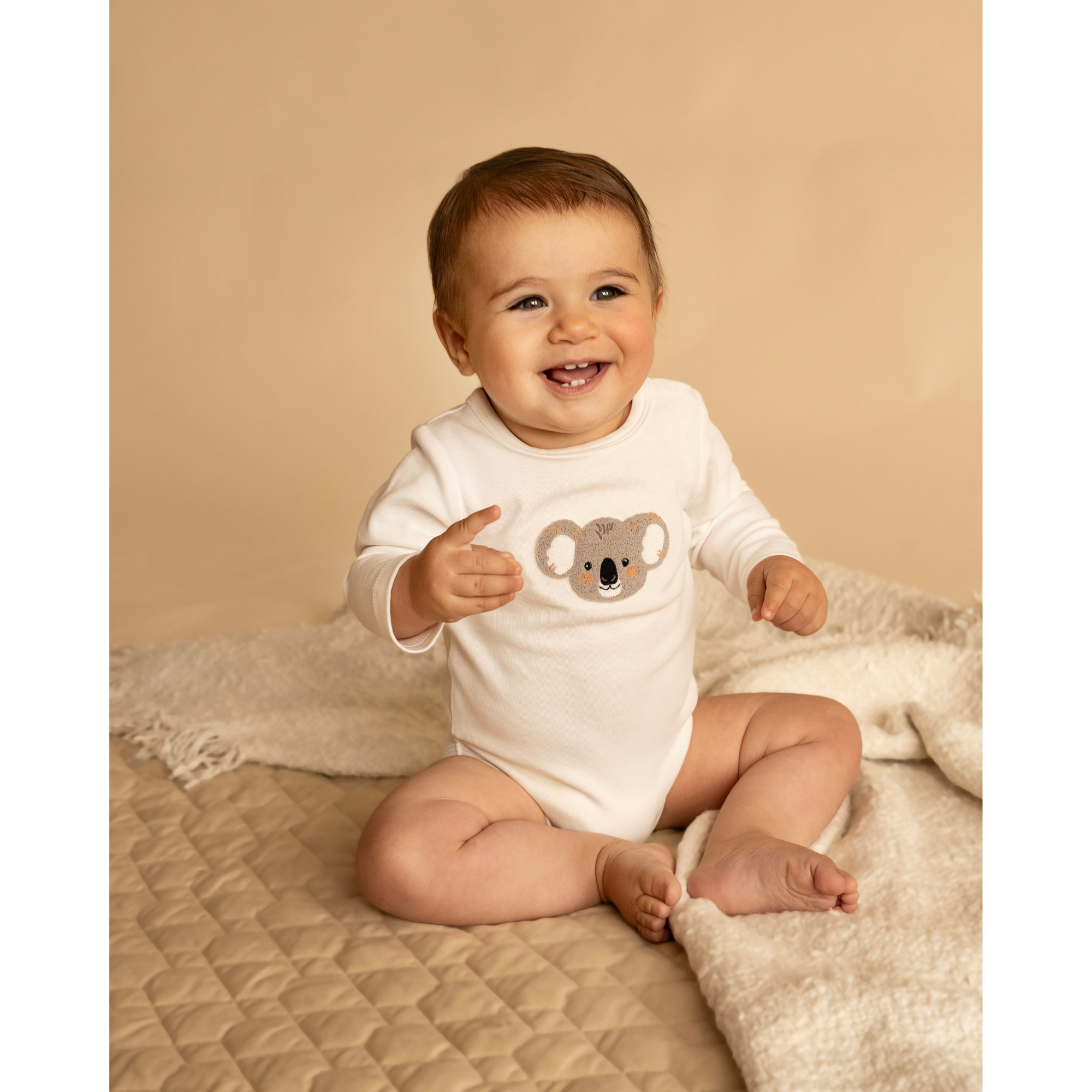 Bebe Charlie koala organic ls bodysuit - Cloud