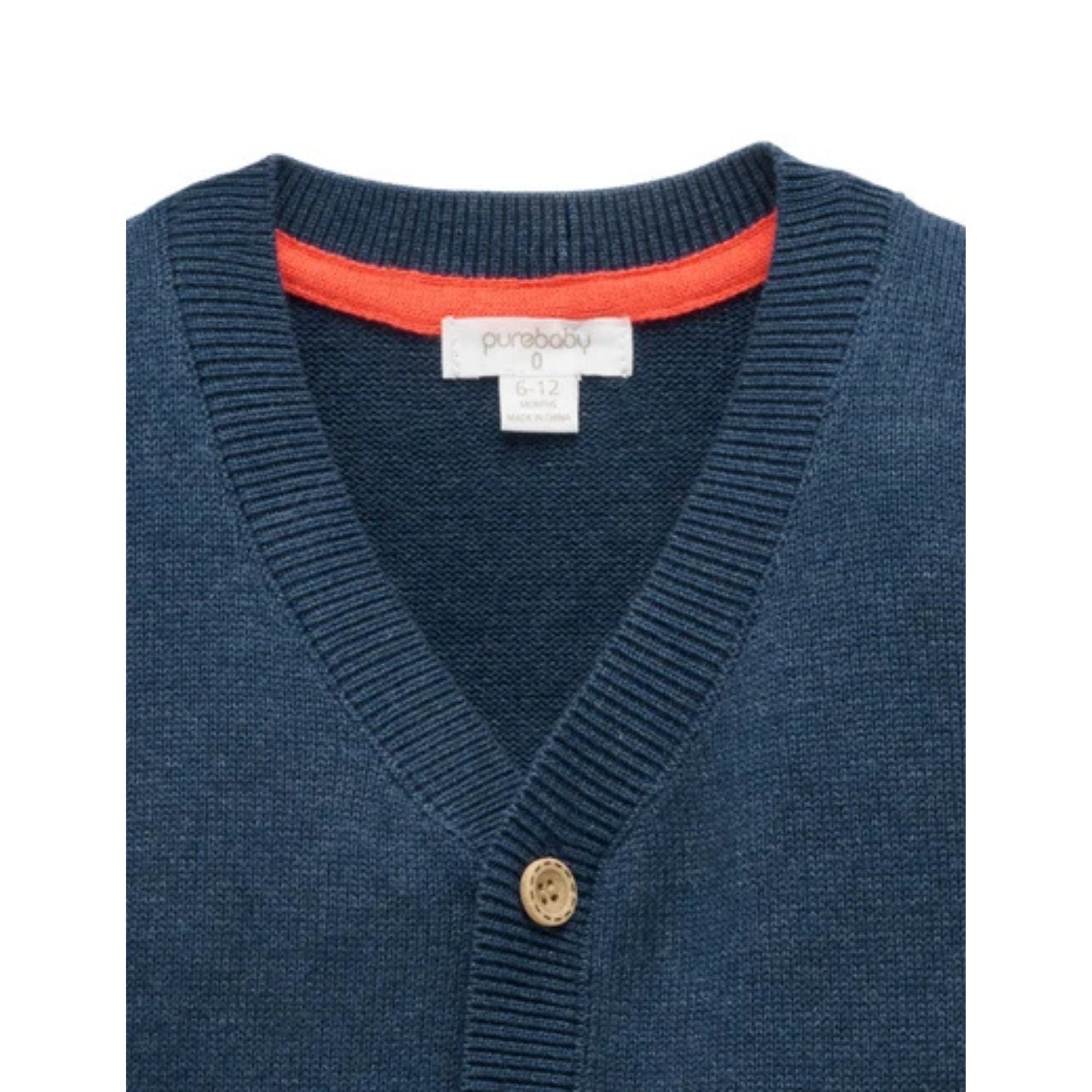 Purebaby Doggy Cardigan - French Navy Melange