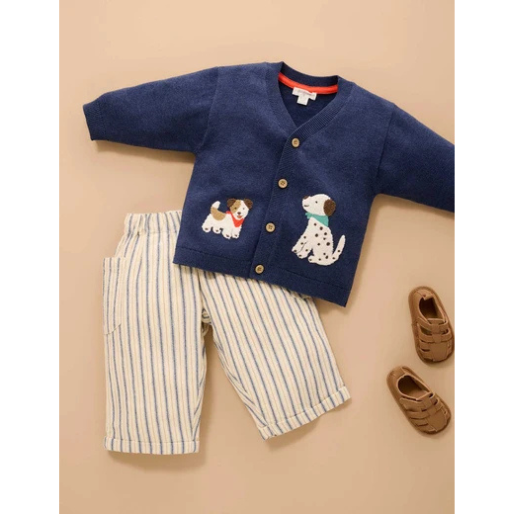 Purebaby Doggy Cardigan - French Navy Melange