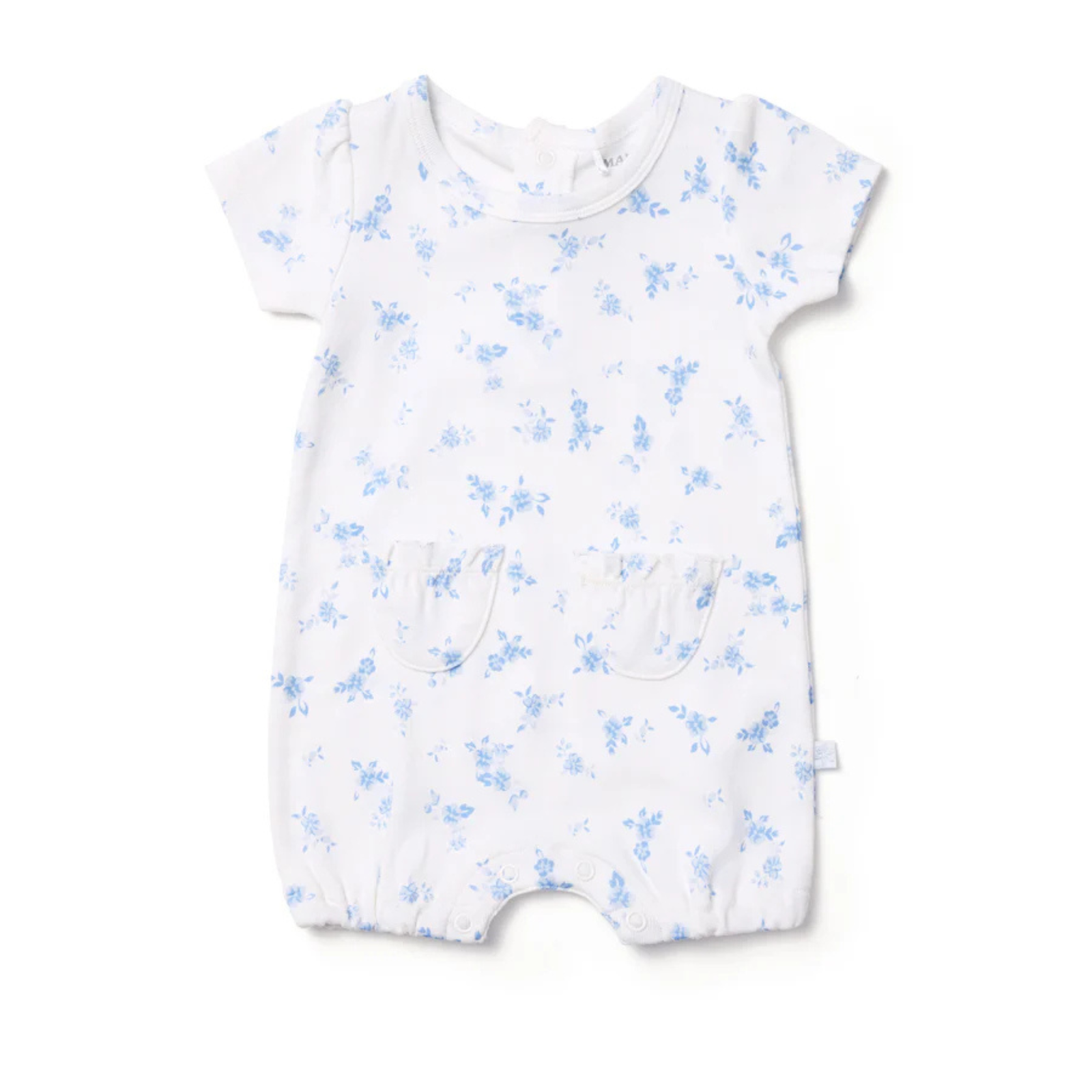 Marquise Seascape Floral Puff Sleeve Romper