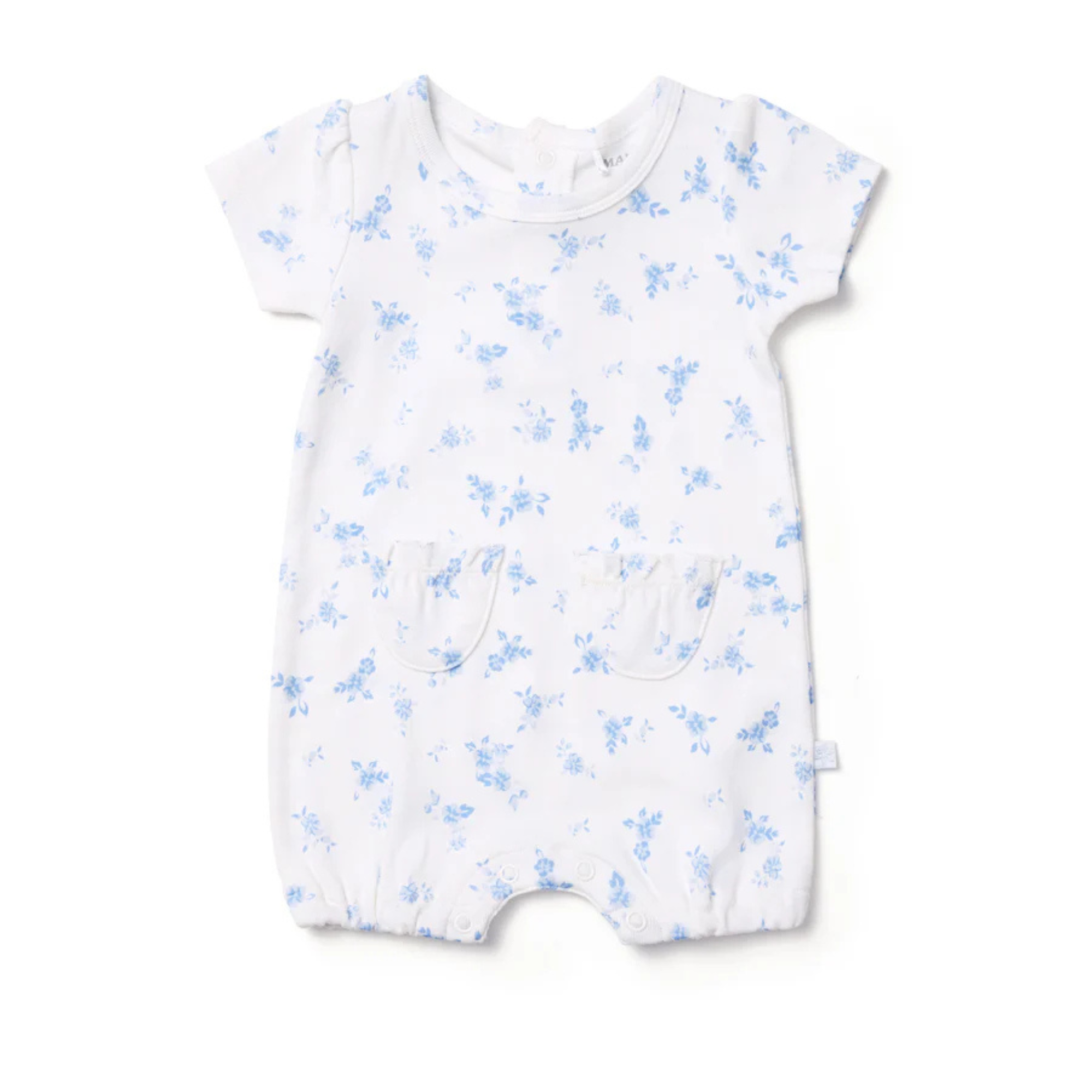 Marquise Seascape Floral Puff Sleeve Romper