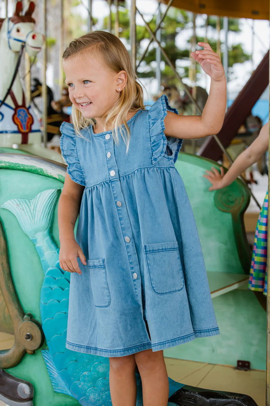 Milky Denim Frill Dress